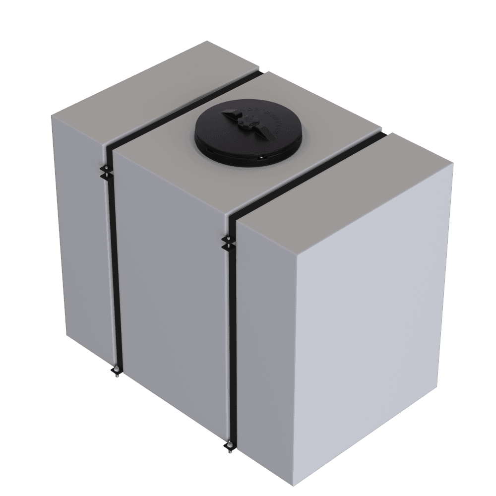 220-gallon detail tank with secure straps and a black cap, designed for efficient fluid storage and transport.