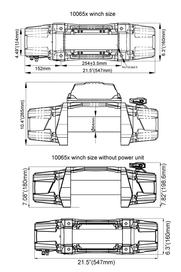 9.5k Standard Series Winch With Wire Rope Bulldog Winch