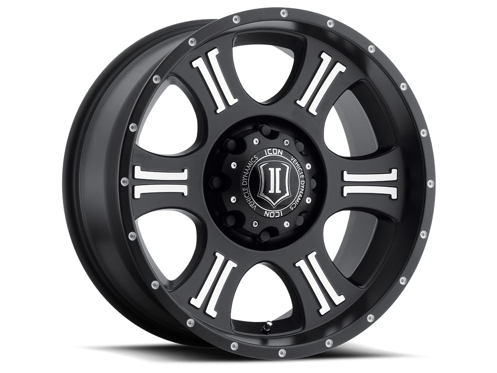 Shield 20 X 9 / 5 X 150 / 16MM / 5.625 Inch Back Space Black W/ Machined Face, ICON Alloys