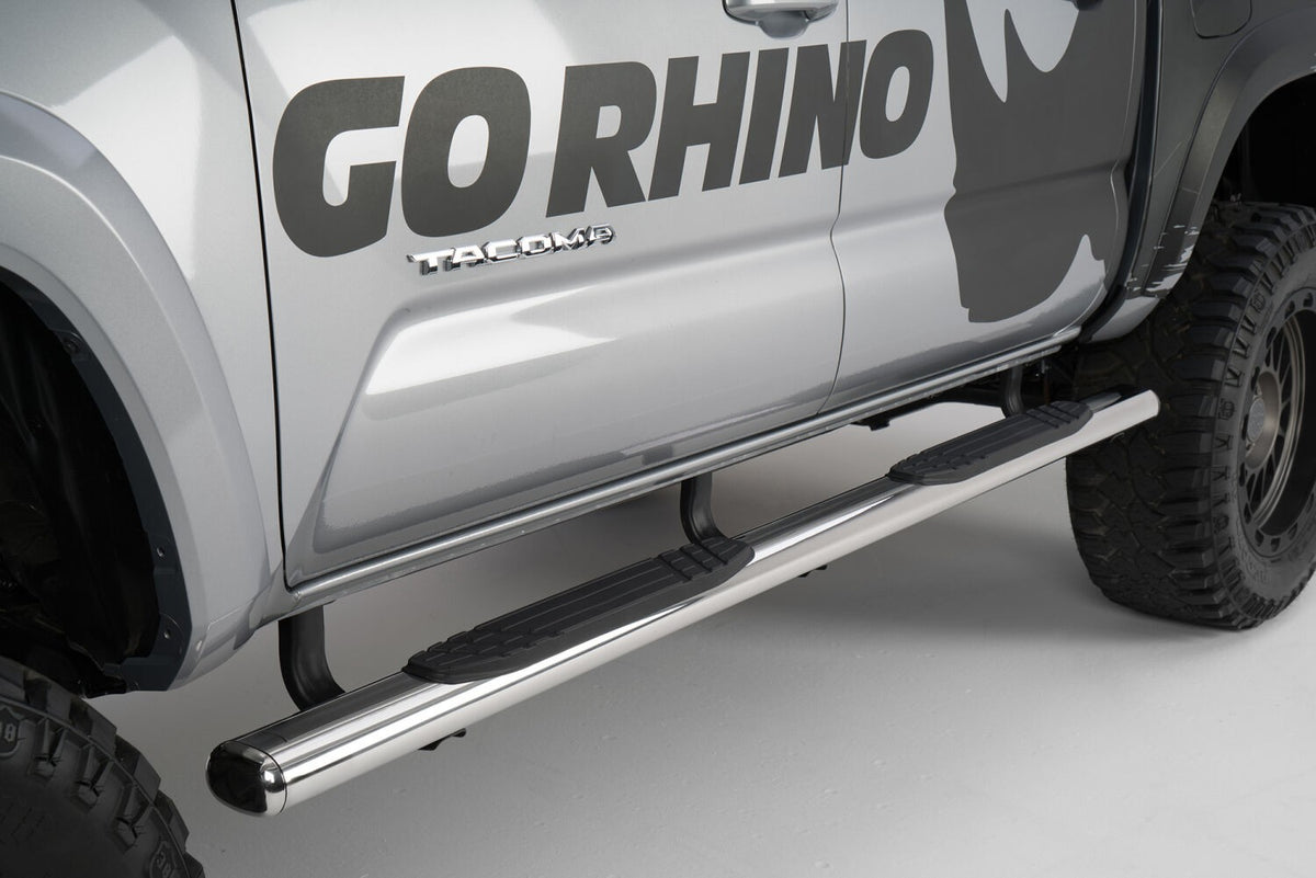 4 Inch 1000 Series SideSteps & Bracket Kit Stainless Steel 2007-2021 Toyota Tundra Go Rhino