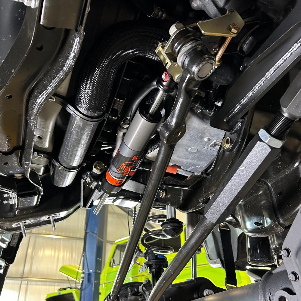 2.5-inch standard suspension kit installed on a 2023 F250/F350, showcasing components for enhanced off-road performance.