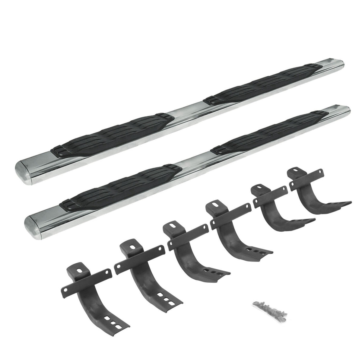 5 Inch 1000 Series Side Steps with Mounting Brackets Kit Polished Stainless Steel 2021-2025 Ford Bronco Go Rhino