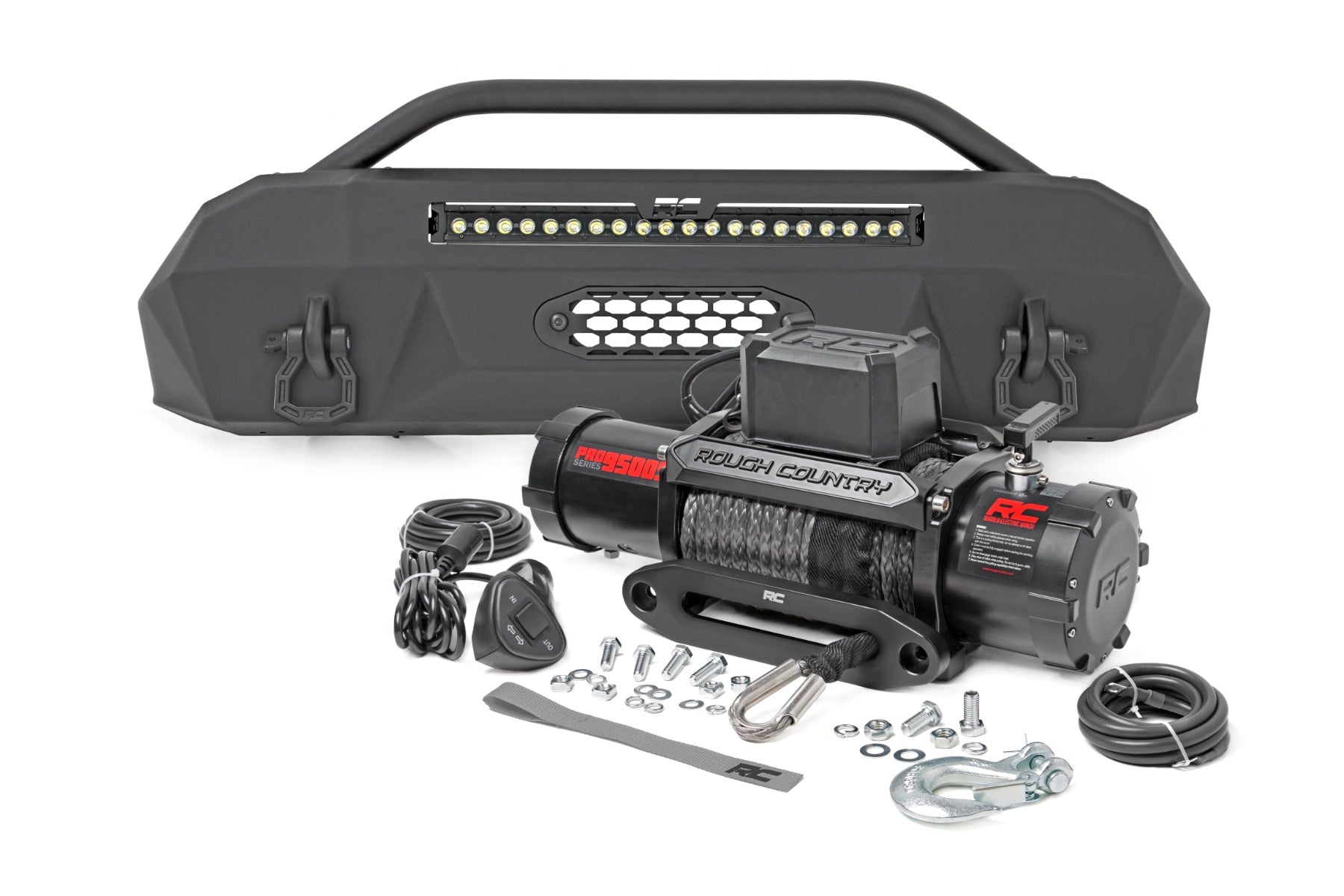 Front Bumper Hybrid 20 Inch Black DRL LED 9500S Toyota Tacoma (16-23) Rough Country