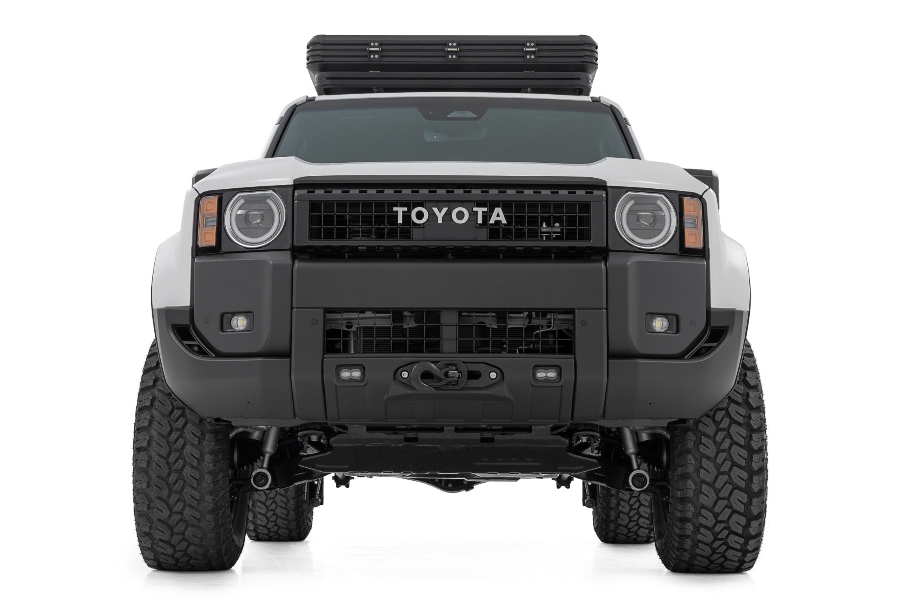 Hidden Winch Mount White SAE Fog Toyota Land Cruiser 4WD (2024-2026) Rough Country