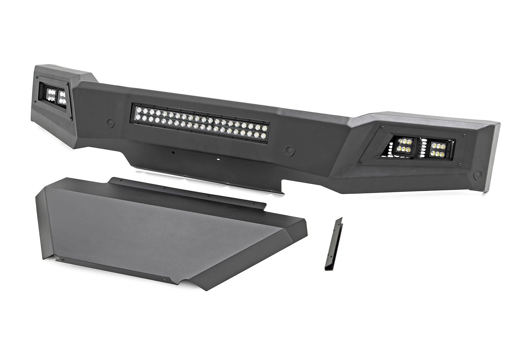 High Clearance Front Bumper LED Lights & Skid Plate Chevy Silverado 1500 (19-22) Rough Country