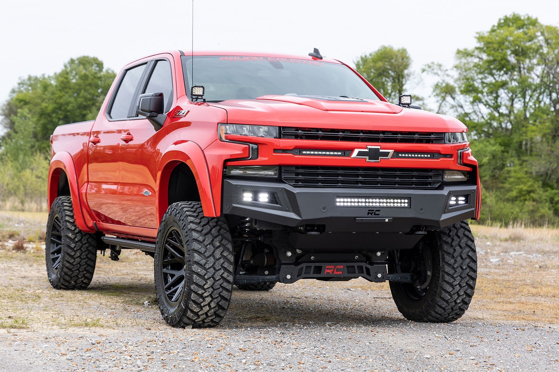 High Clearance Front Bumper LED Lights & Skid Plate Chevy Silverado 1500 (19-22) Rough Country