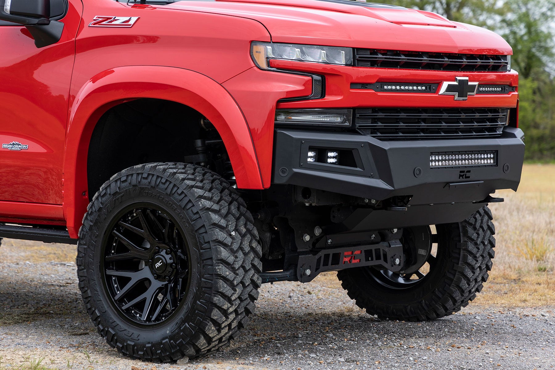 High Clearance Front Bumper LED Lights & Skid Plate Chevy Silverado 1500 (19-22) Rough Country