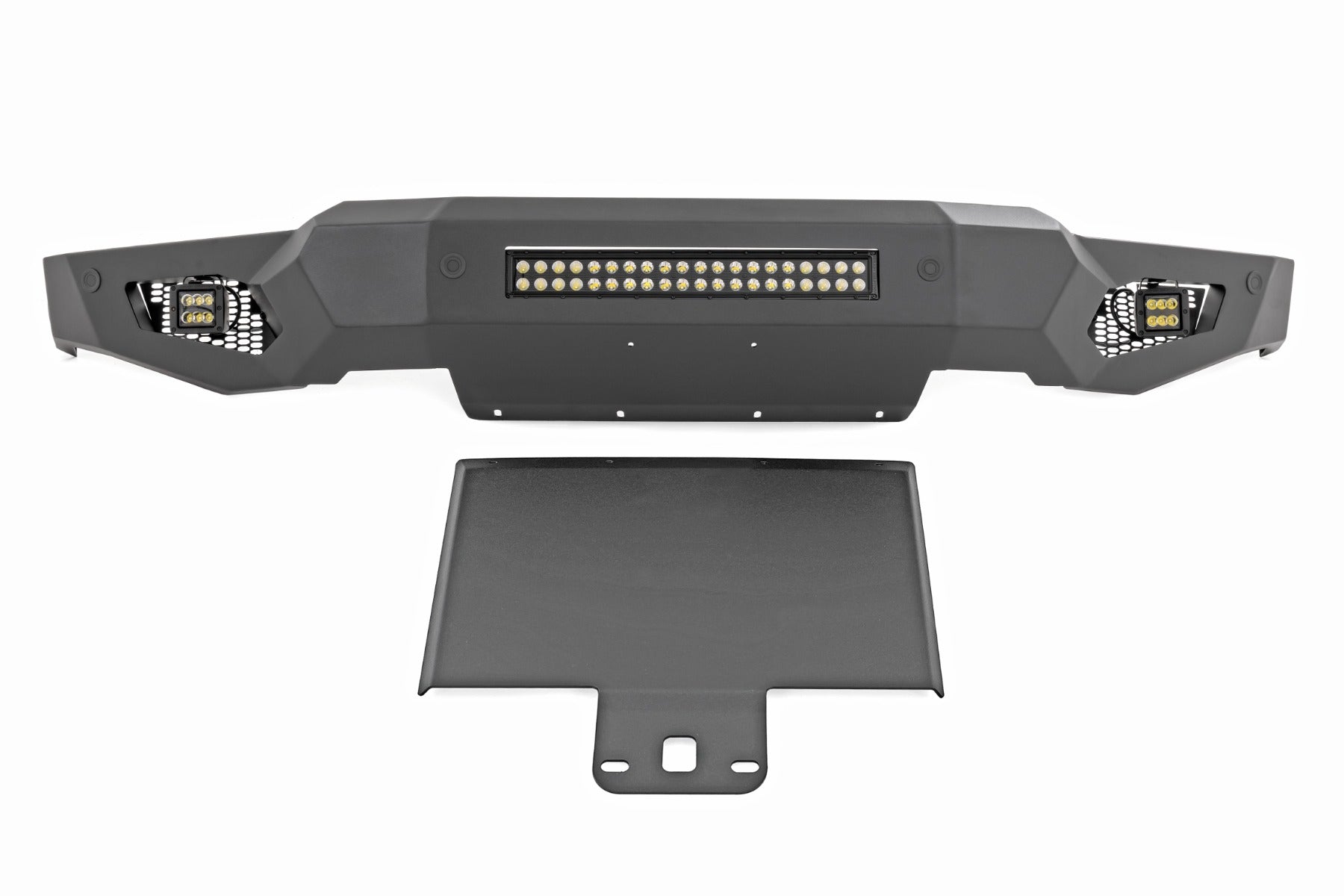 High Clearance Front Bumper LED Lights & Skid Plate Ford F-150 (21-23) Rough Country