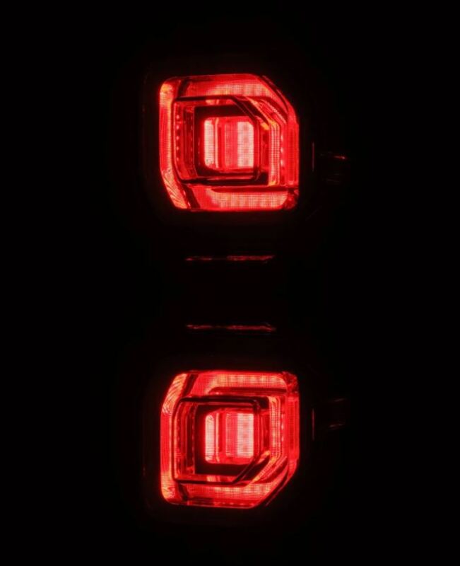 AlphaRex NOVA LED tail lights for 2021-2024 Ford Bronco in Alpha-Black, showcasing a sleek red design.