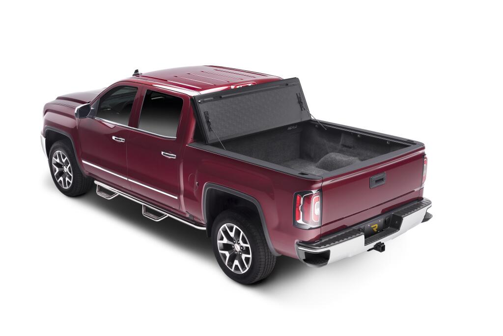 BAKFlip FiberMax Hard Folding Truck Bed Cover Rail Mounts Near Top of Bed Rail Rails Can Be Lowered Using Drop Down Brackets 2022-2026 Toyota Tundra with or without Deck Rail System w/out Trail Special Edition Storage Boxes BAK