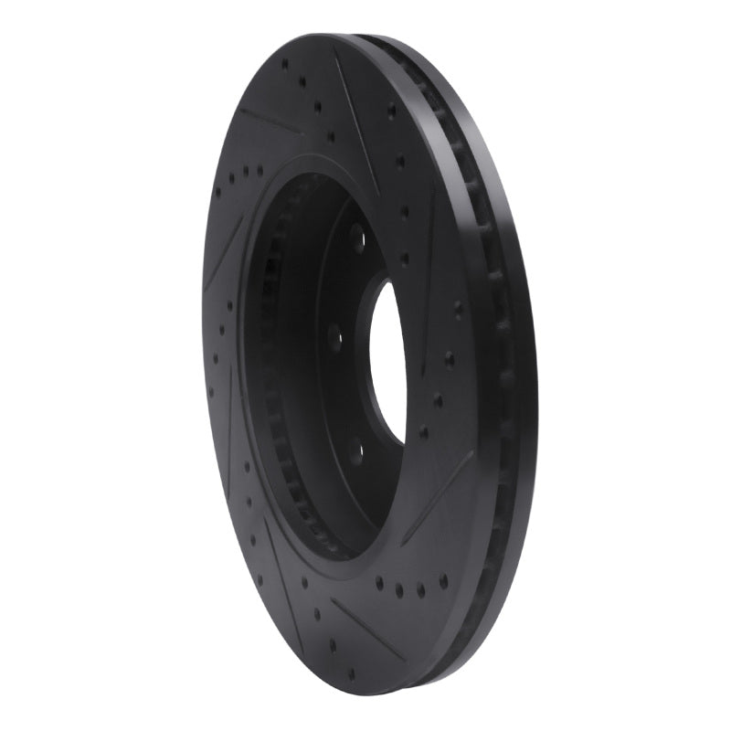 R1 04-08 Ford F-150 4WD Front Left Drilled & Slotted Black Brake Rotor