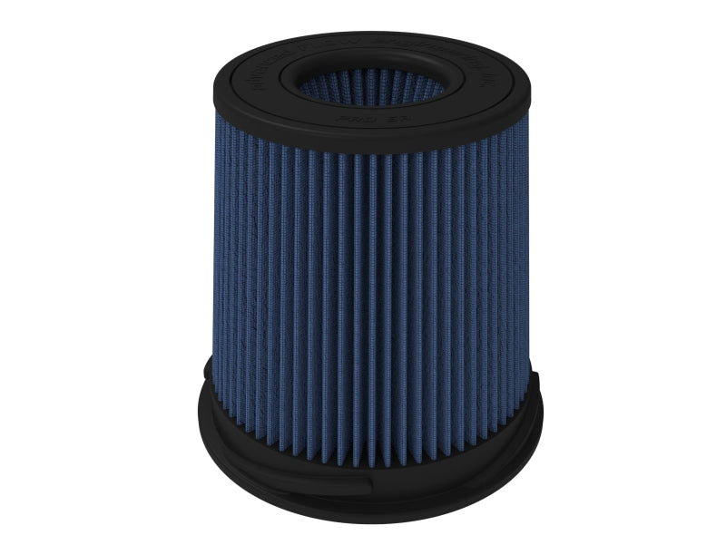 Afe Momentum intake replacement air filter featuring a blue pleated design, measuring 5-1/2 inches at the front and 9 inches in height.