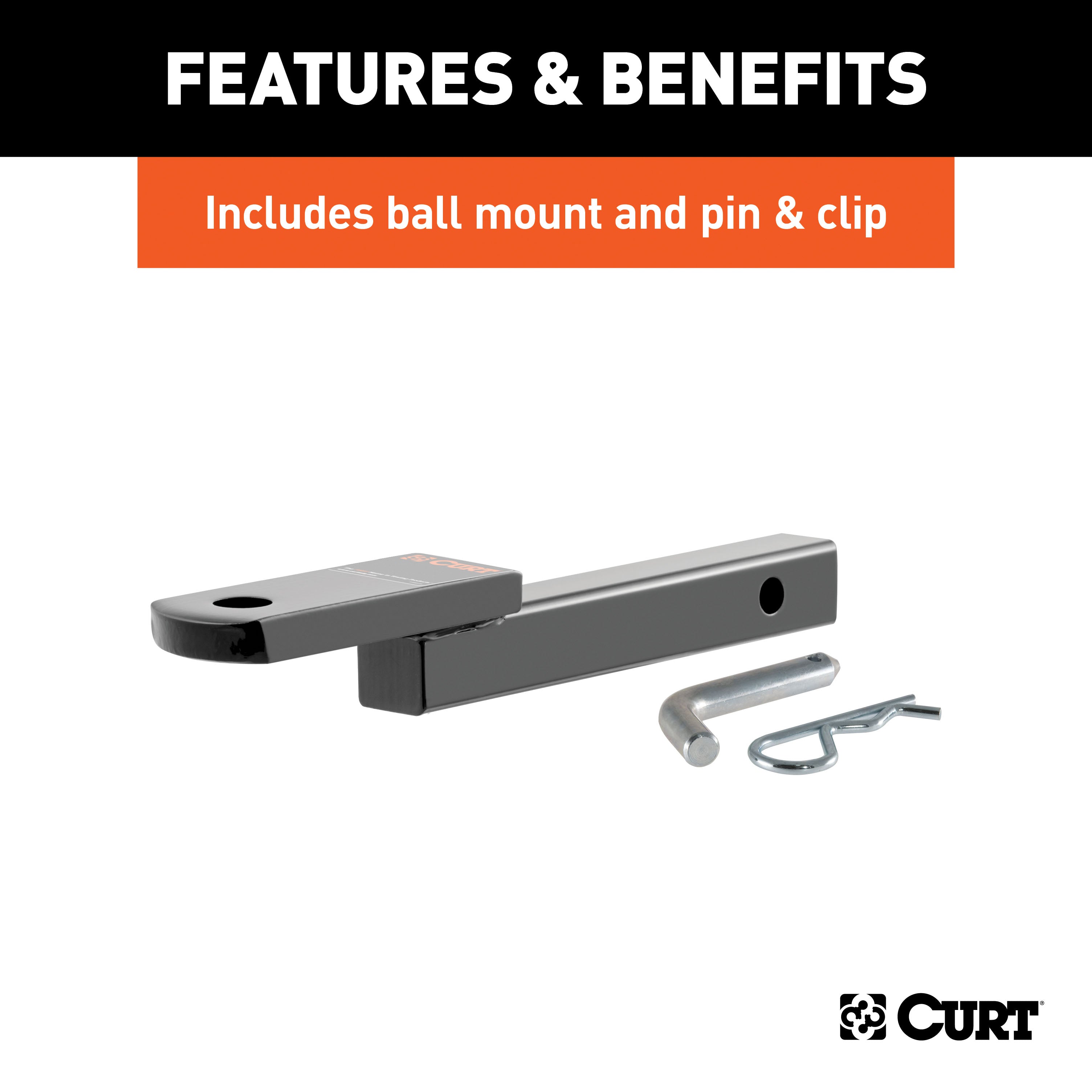 CURT Class 2 Trailer Hitch with Ball Mount, 1-1/4-In Receiver, Fits Select Chevrolet S10, GMC S15, Sonoma Model 120113