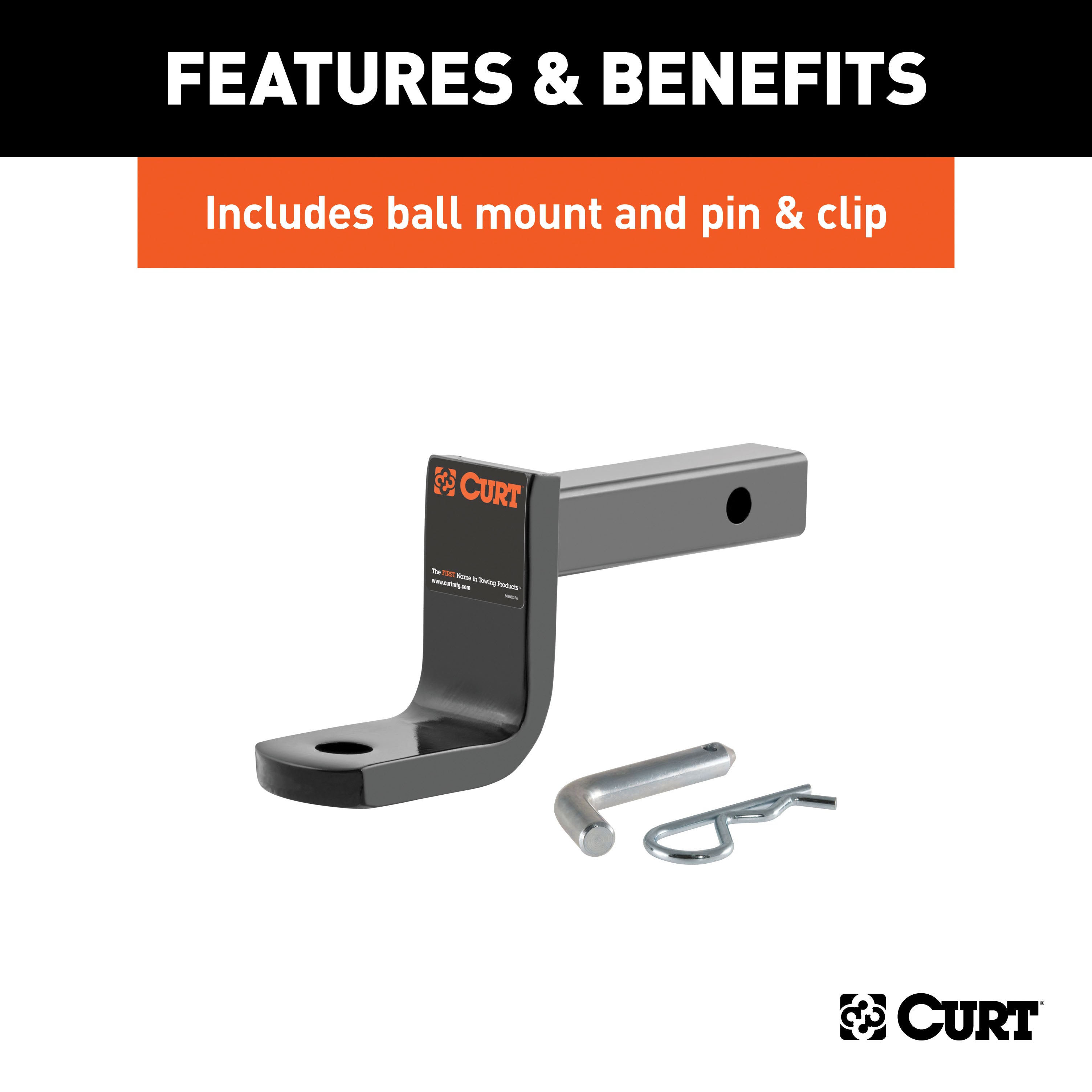 CURT Class 2 Trailer Hitch with Ball Mount, 1-1/4-In Receiver, Fits Select Jeep Compass, Patriot Model 120573