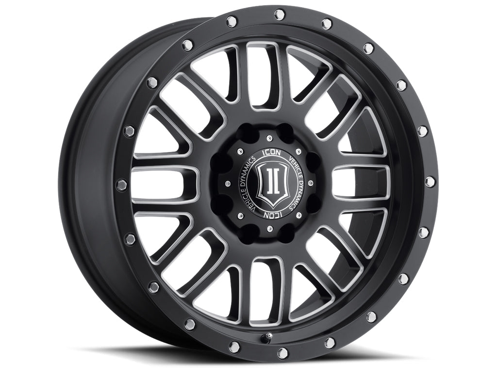 Alpha 20 X 9 / 8 X 6.5 / 19MM / 5.75 Inch Back Space Satin Black W/ Milled Windows, ICON Alloys