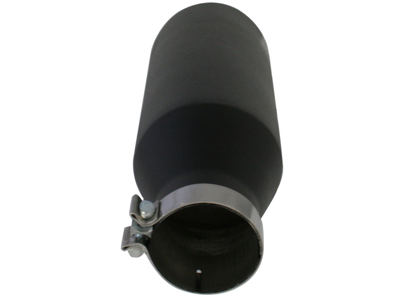 Black afe MACH Force-Xp universal exhaust tip with 4-inch inlet, 7-inch outlet, and 18-inch length for enhanced performance.