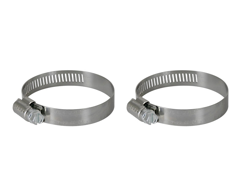 afe Magnum FORCE Replacement Clamp Kit includes two stainless steel clamps, adjustable from 1-9/16 to 2-1/2 inches in diameter.