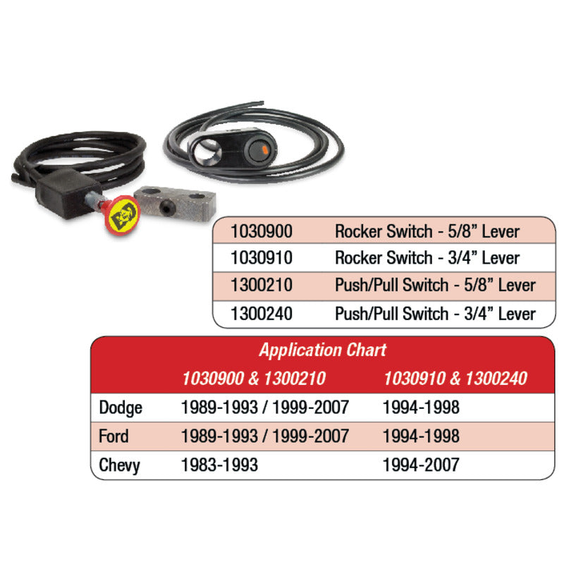 Push/Pull Switch Kit Exhaust Brake 3/4 Inch Diameter Manual Lever BD Diesel