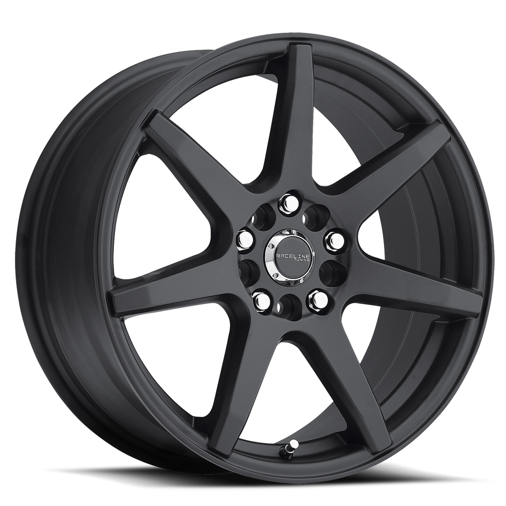 Aluminum Wheels 18x7.5 Evo 131B Satin Black 7 Spoke 42 Offset 5 on 108/5 on 114.3 Bolt Pattern 72.62 Bore Raceline