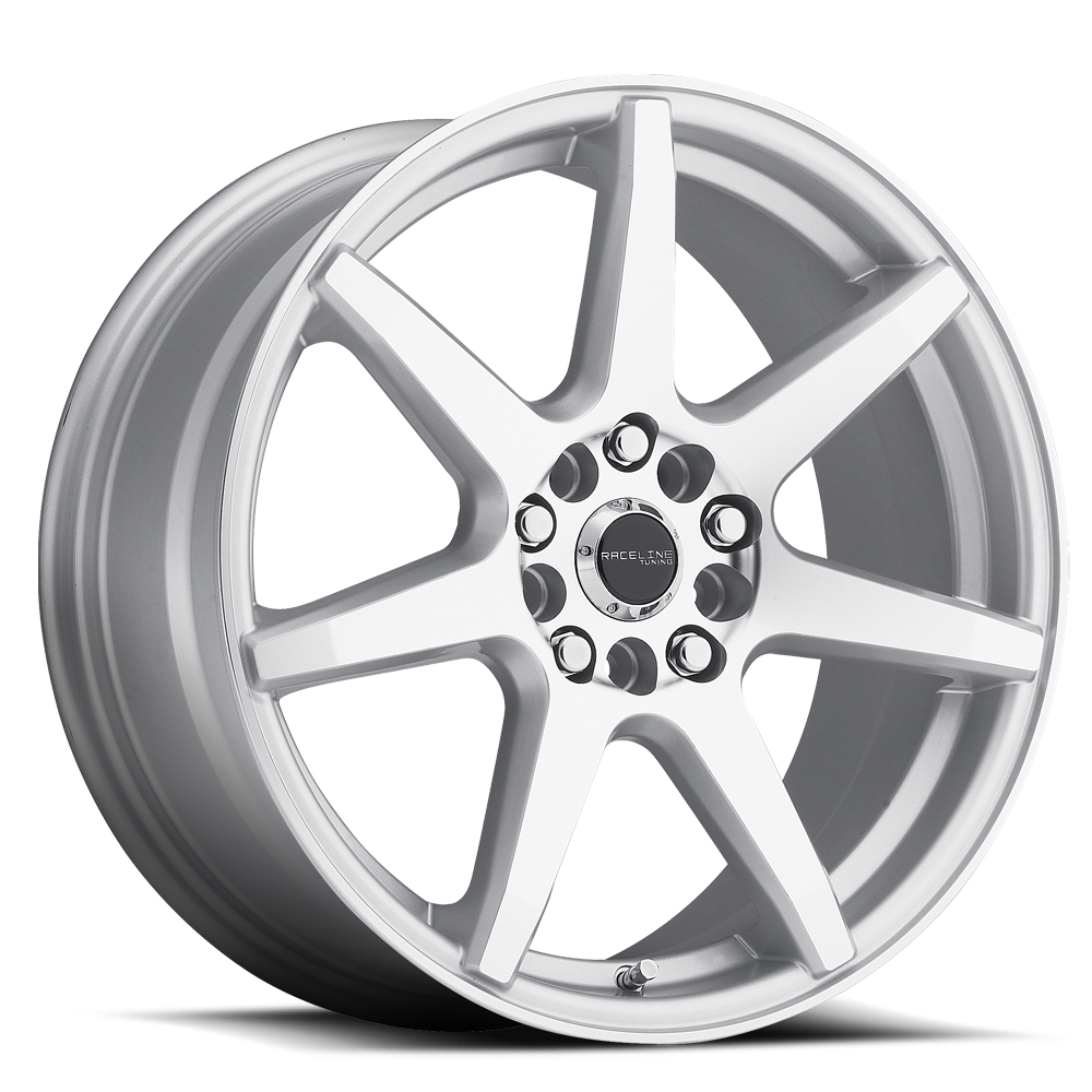Aluminum Wheels 16x7 Evo 131S Silver 7 Spoke 40 Offset 4 on 100/4 on 108 Bolt Pattern 72.62 Bore Raceline