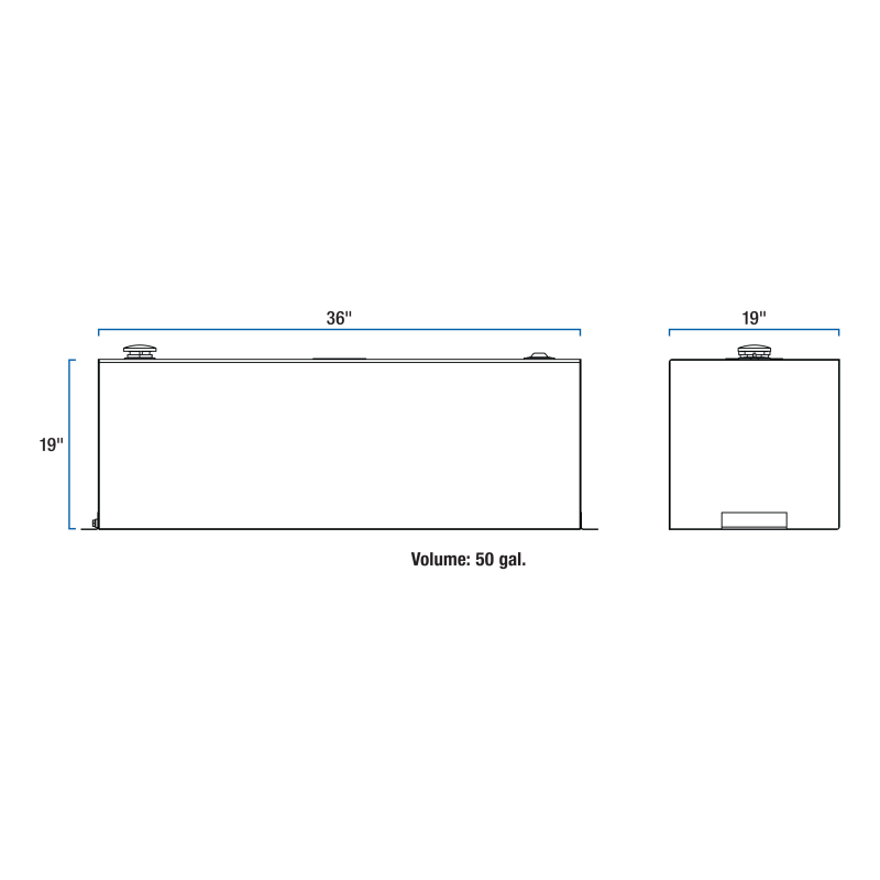 UWS Bright Aluminum 50-Gallon Rectangle Aluminum Transfer Tank Model TT-50-R-T-P