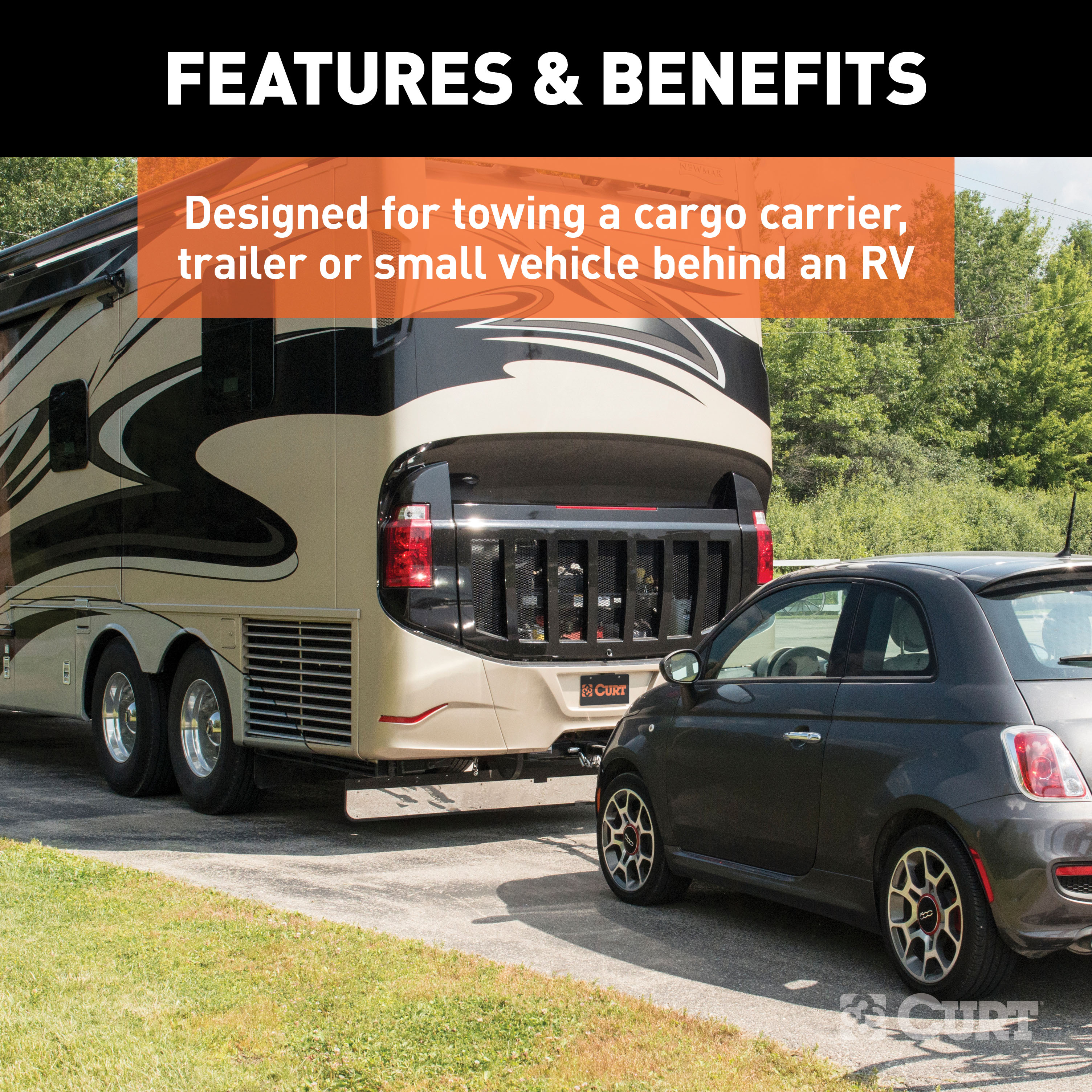 CURT Camper Adjustable Trailer Hitch RV Towing, 2-Inch Receiver, 5,000 lbs., Fits Frames up to 66 Inches Wide Model 13704