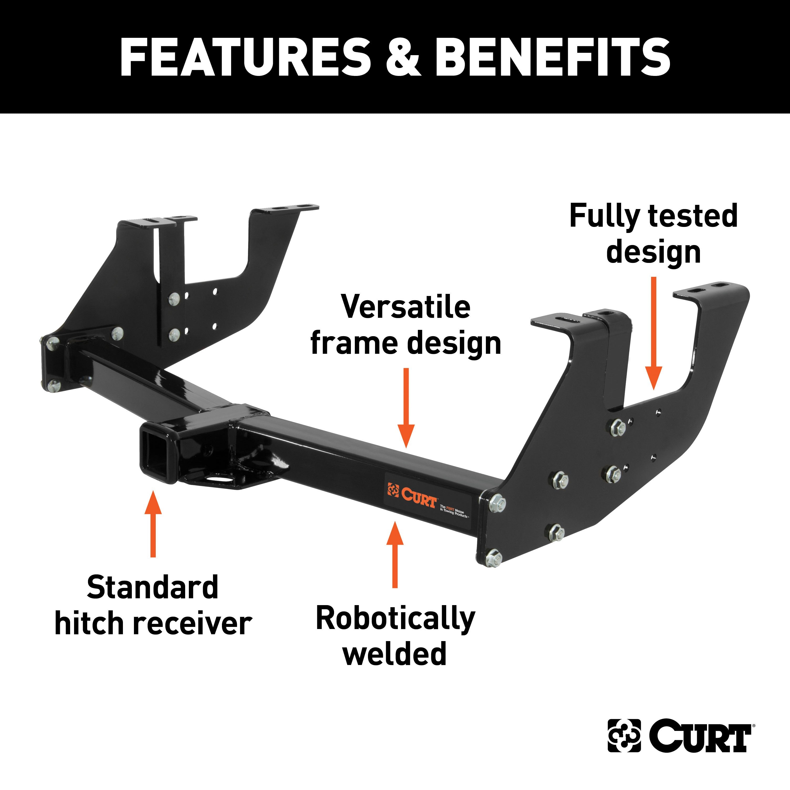 CURT Multi-Fit Class 3 Adjustable Trailer Hitch, 2-Inch Receiver, 5,000 lbs. Select Chevrolet, Ford, GMC Vehicles Model 13901