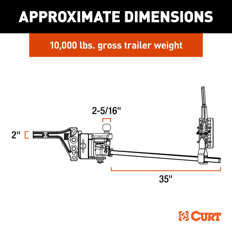 CURT TruTrack 4P Trailer-Mounted Weight Distribution Hitch, 8-10K Model 17520