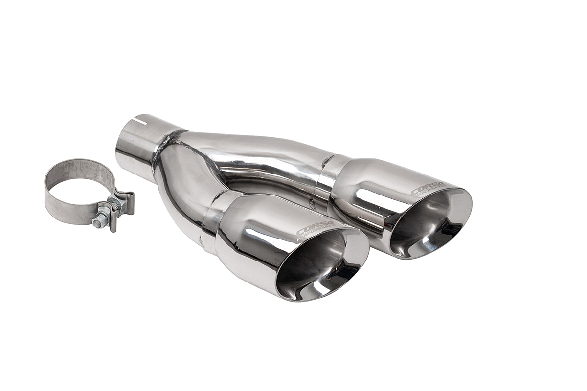 Twin 4 Inch Tip Kit Pro-Series Slash Cut Polished 22-25 Toyota Tundra Corsa Performance