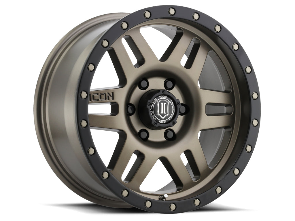Six Speed 17 X 8.5 / 5 X 5 / -6MM / 4.5 Inch Back Space Bronze, ICON Alloys