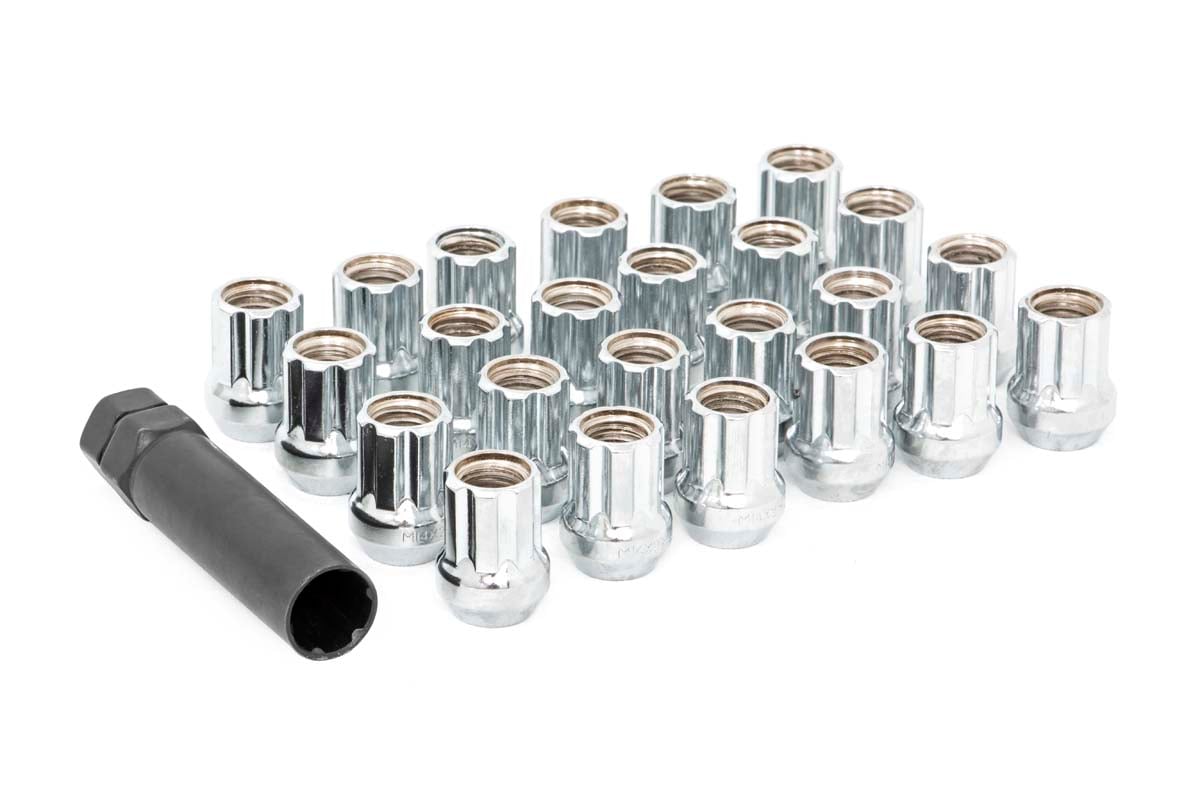 M14 x 2.0 Lug Nut Set of 24 Chrome Open End Rough Country