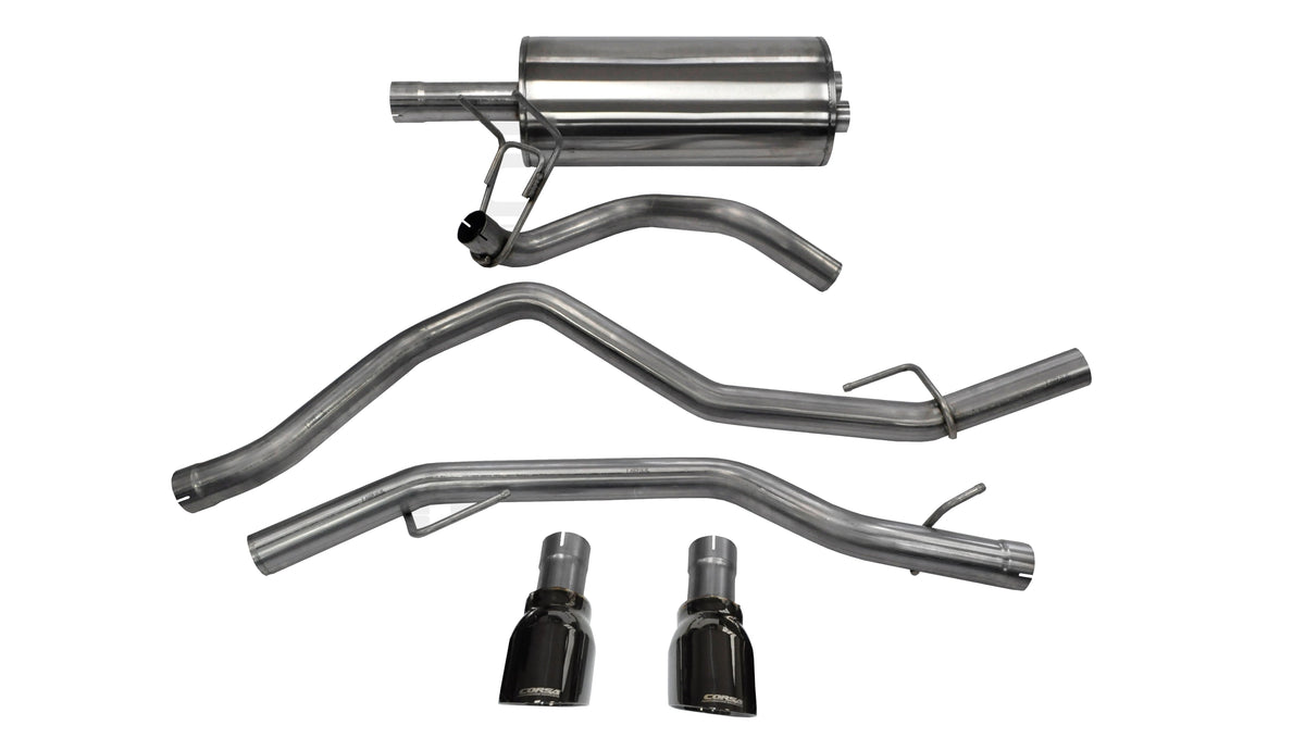 3.0 Inch Cat-Back Sport Dual Rear Exhaust 4.5 Inch Black Tips 09-18 Dodge Ram/Rebel 4.7L/5.7L V8 140.5 Inch Wheelbase Stainless Steel Corsa Performance