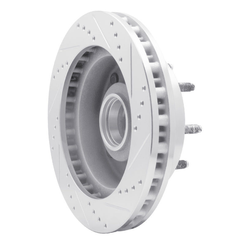 R1 99-02 Ford F-350 Super Duty 2WD Front Left Drilled & Slotted Silver Brake Rotor
