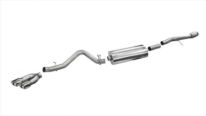 3.5 Inch Cat-Back Sport Single Side Exit Exhaust 4.5 Inch Polished Tips 14-Present Silverado/Sierra 1500 Crew Cab/Double Cab/Standard/Short Bed 6.2L V8 153/143.5 Inch WB Stainless Steel Corsa Performance