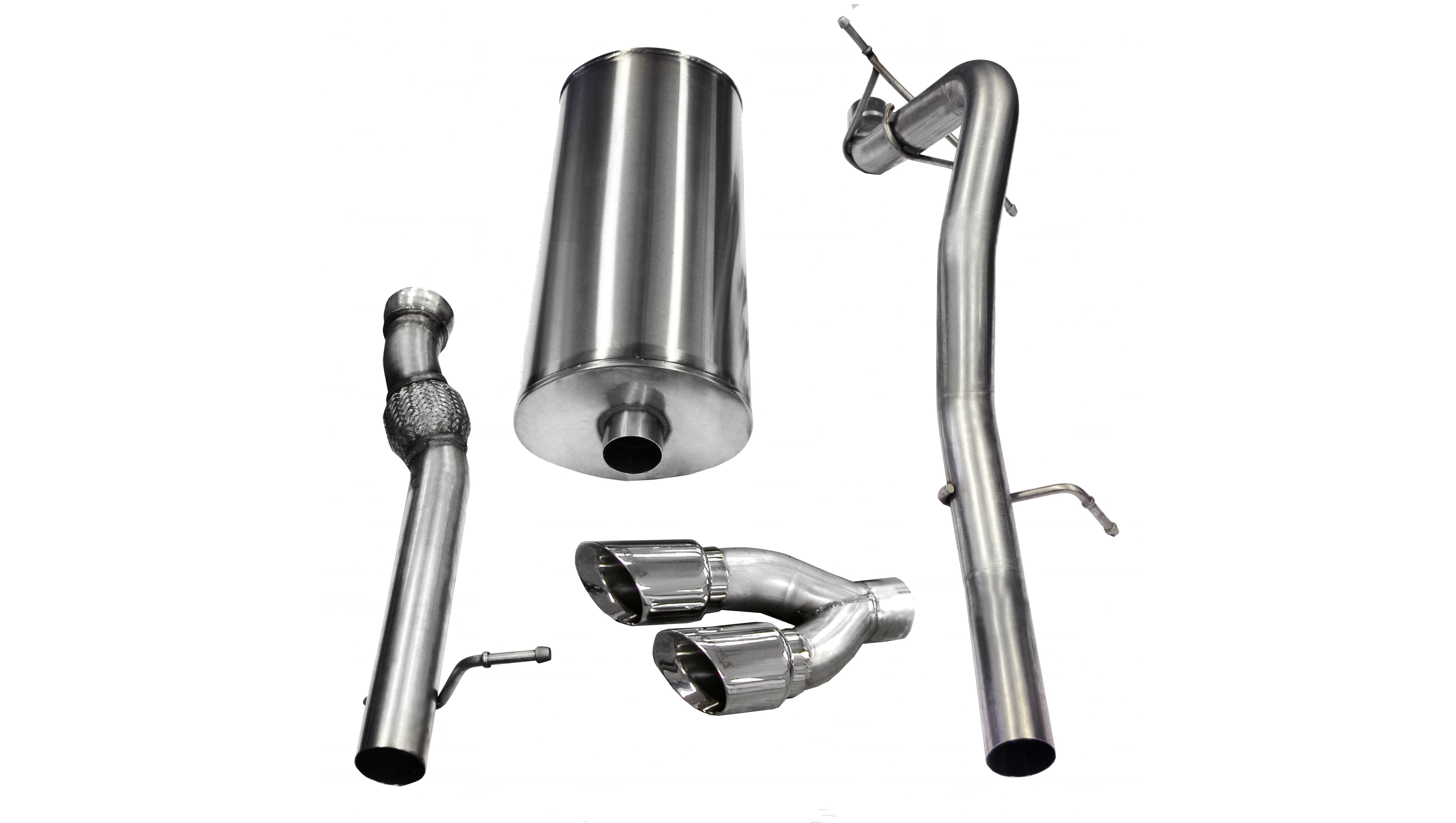 3.0 Inch Cat-Back Sport Single Side Exit Exhaust 4.0 Inch Polished Tips 11-14 Cadillac Escalade EXT/ESV/GMC Yukon XL Denali 6.2L V8 Stainless Steel Corsa Performance