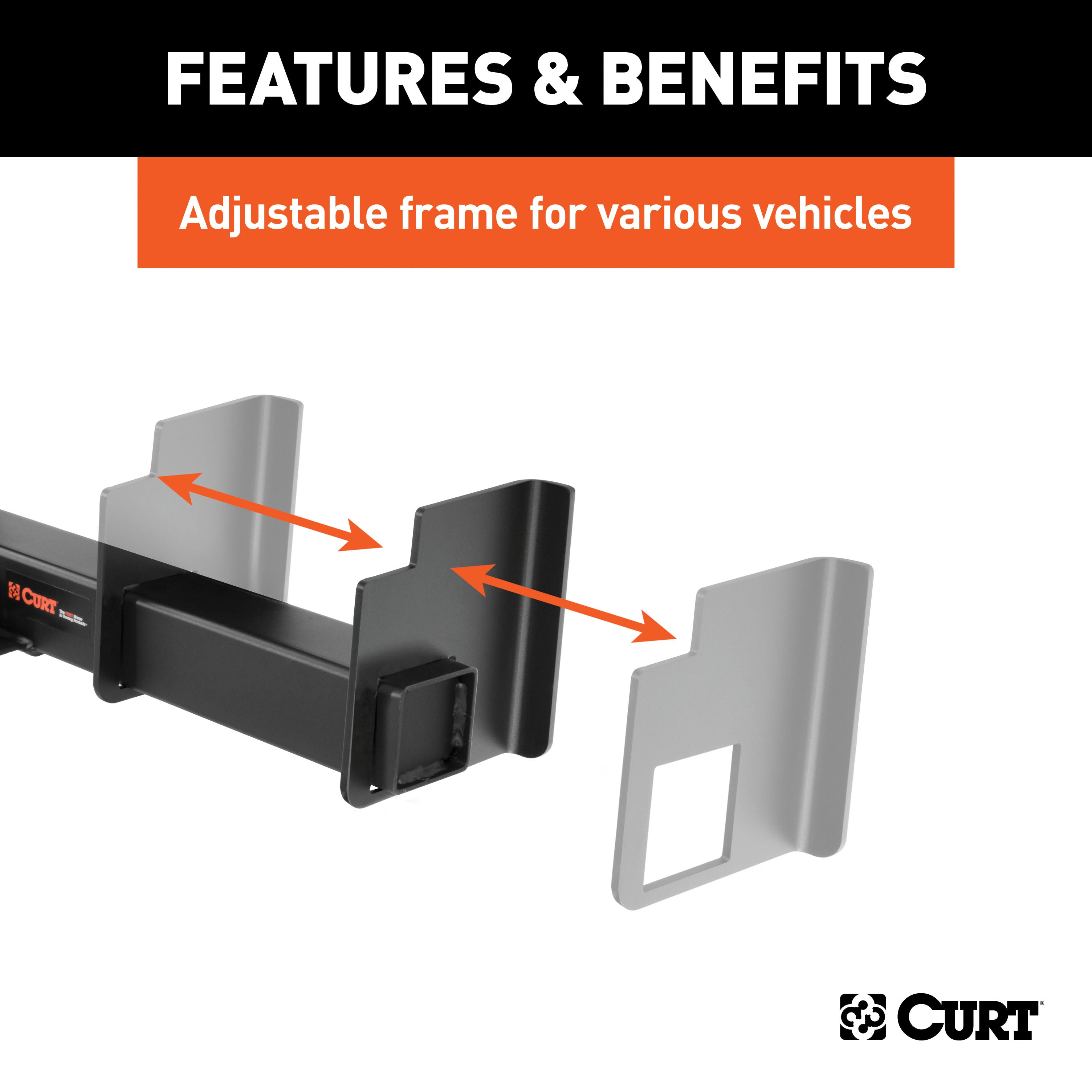 CURT Class 5 Weld-On Trailer Hitch, 2-Inch Receiver, 15,000 lbs. 3-1/8 in. Drop, Fits 18 to 43-Inch Wide Frame Model 15901