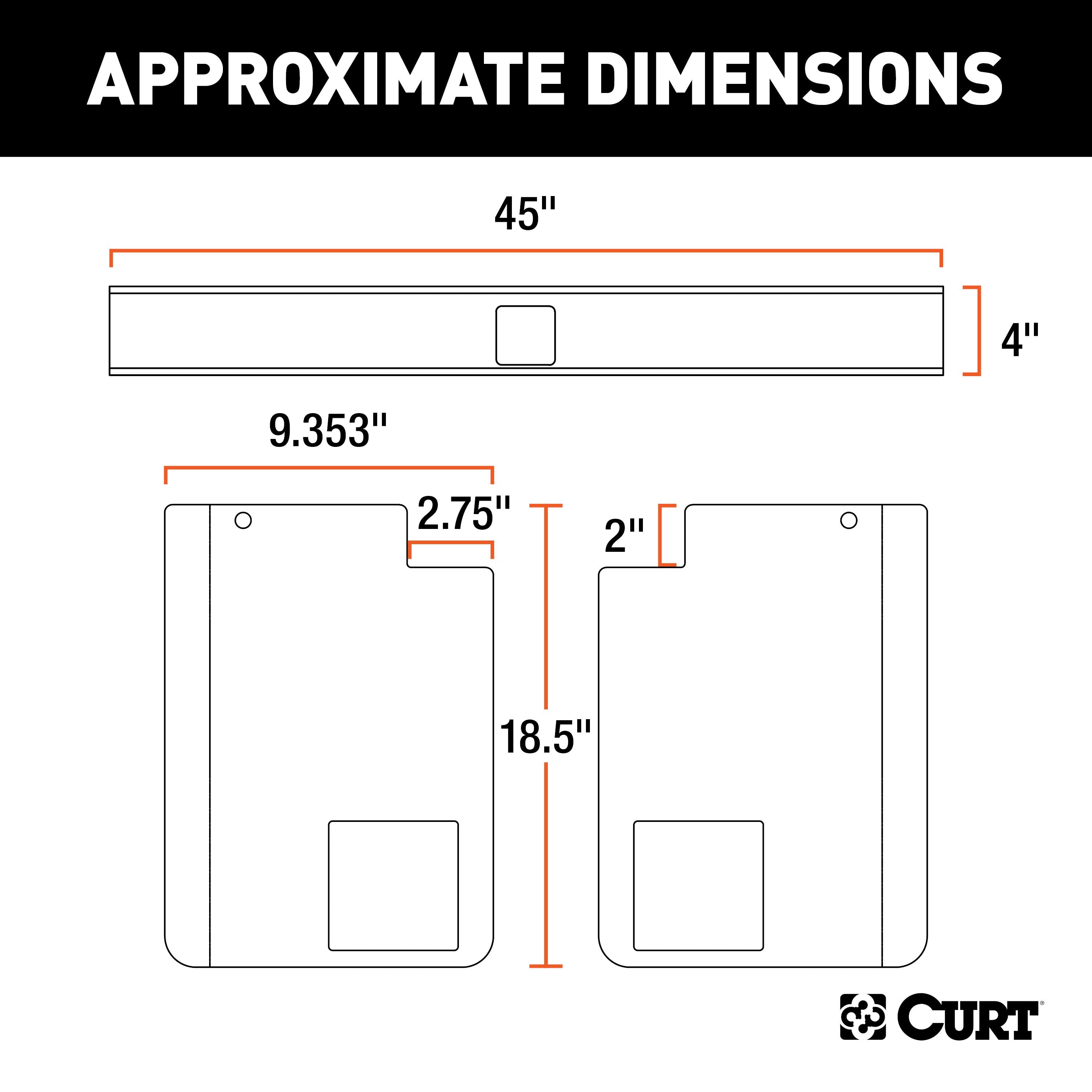 CURT Class 5 Weld-On Trailer Hitch, 2-Inch Receiver, 15,000 lbs. 11-1/2 in. 11-1/2 in. Drop, Fits 18 to 43-Inch Wide Frame Model 15902