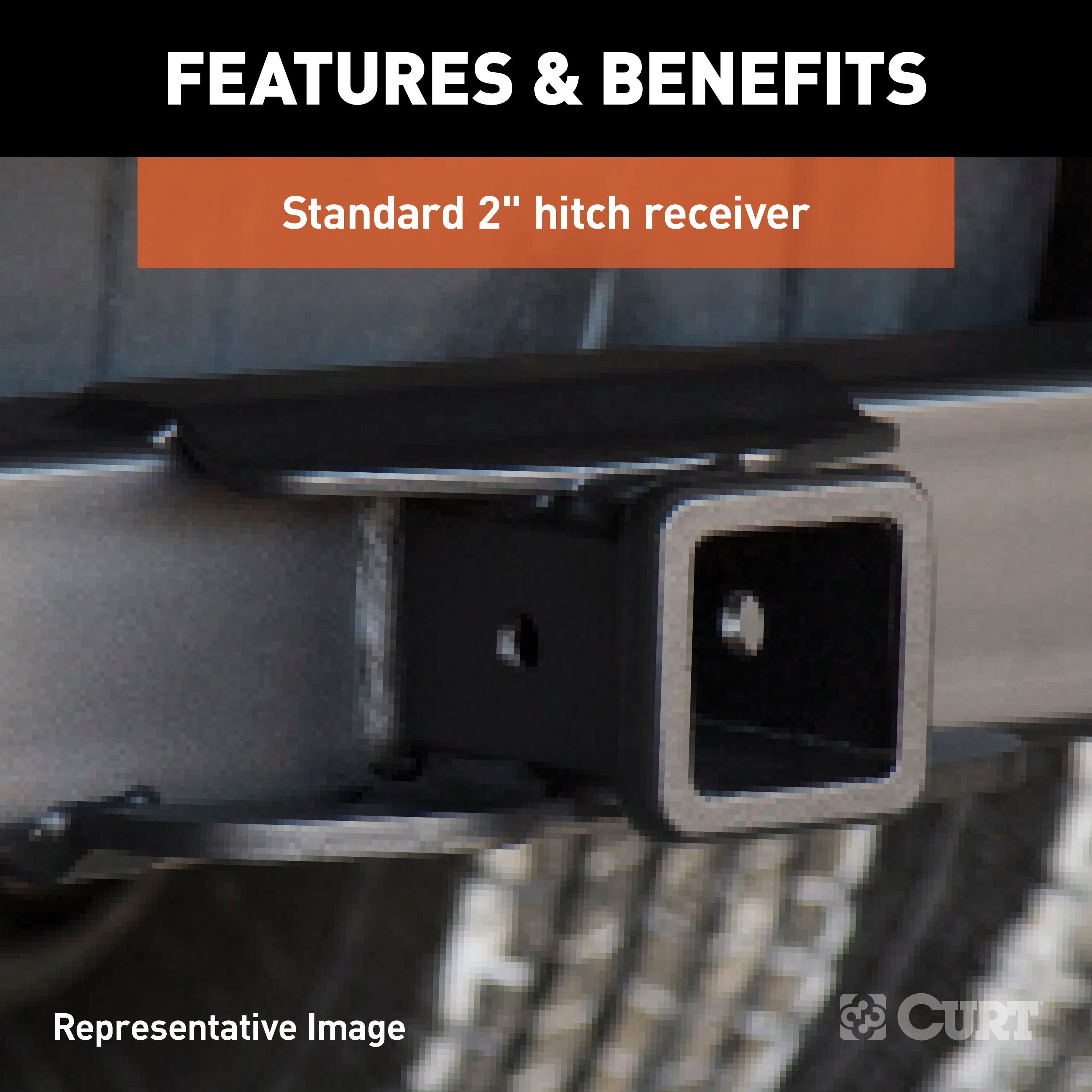 CURT Class 5 Weld-On Trailer Hitch, 2-Inch Receiver, 15,000 lbs. 11-1/2 in. 11-1/2 in. Drop, Fits 18 to 43-Inch Wide Frame Model 15902
