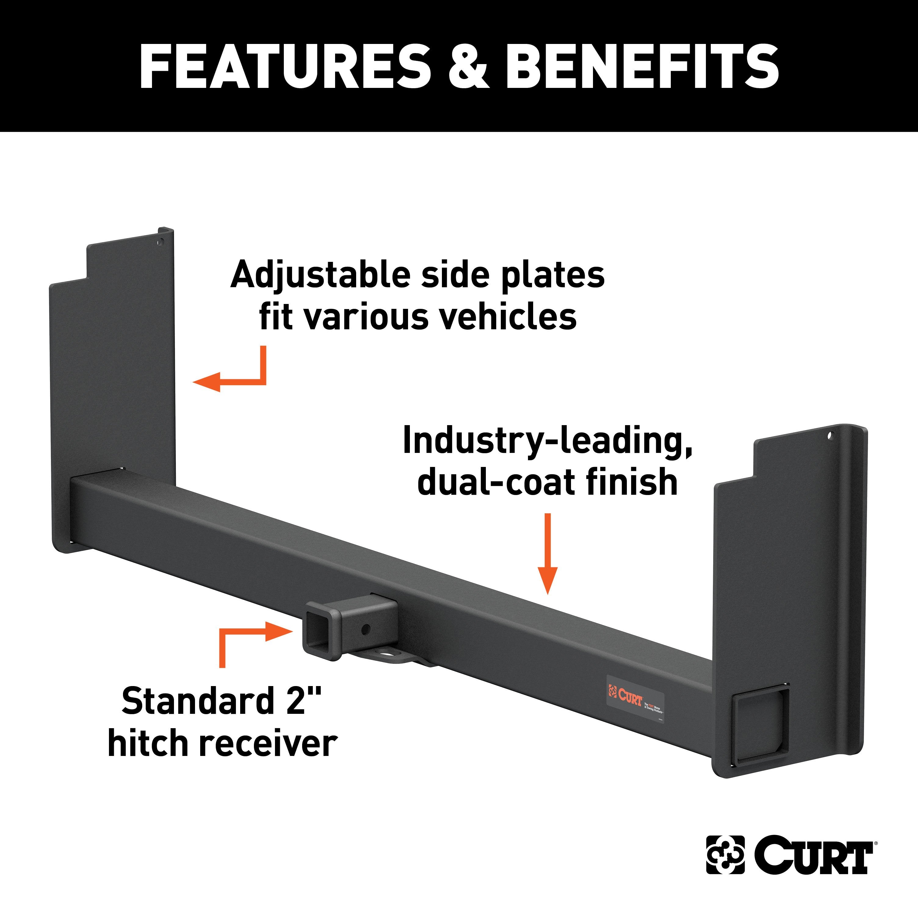 CURT Class 5 Weld-On Trailer Hitch, 2-Inch Receiver, 15,000 lbs. 11-1/2 in. Drop, Fits 18 to 60-Inch Wide Frame Model 15903