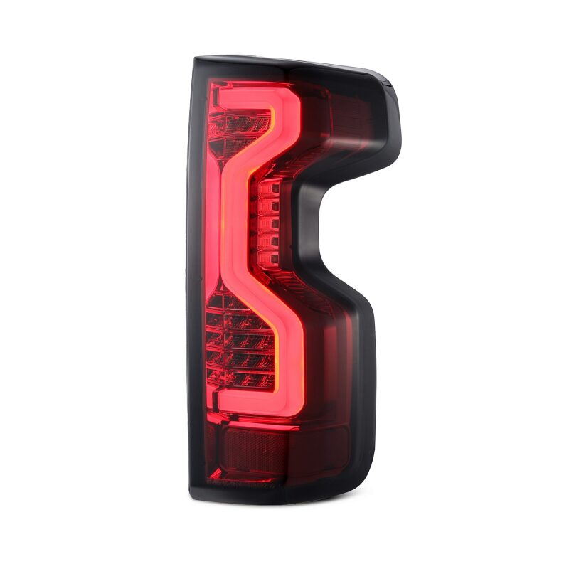AlphaRex PRO-Series LED tail light for 2019-2023 Chevrolet Silverado 1500/2500HD/3500HD in red smoke finish.