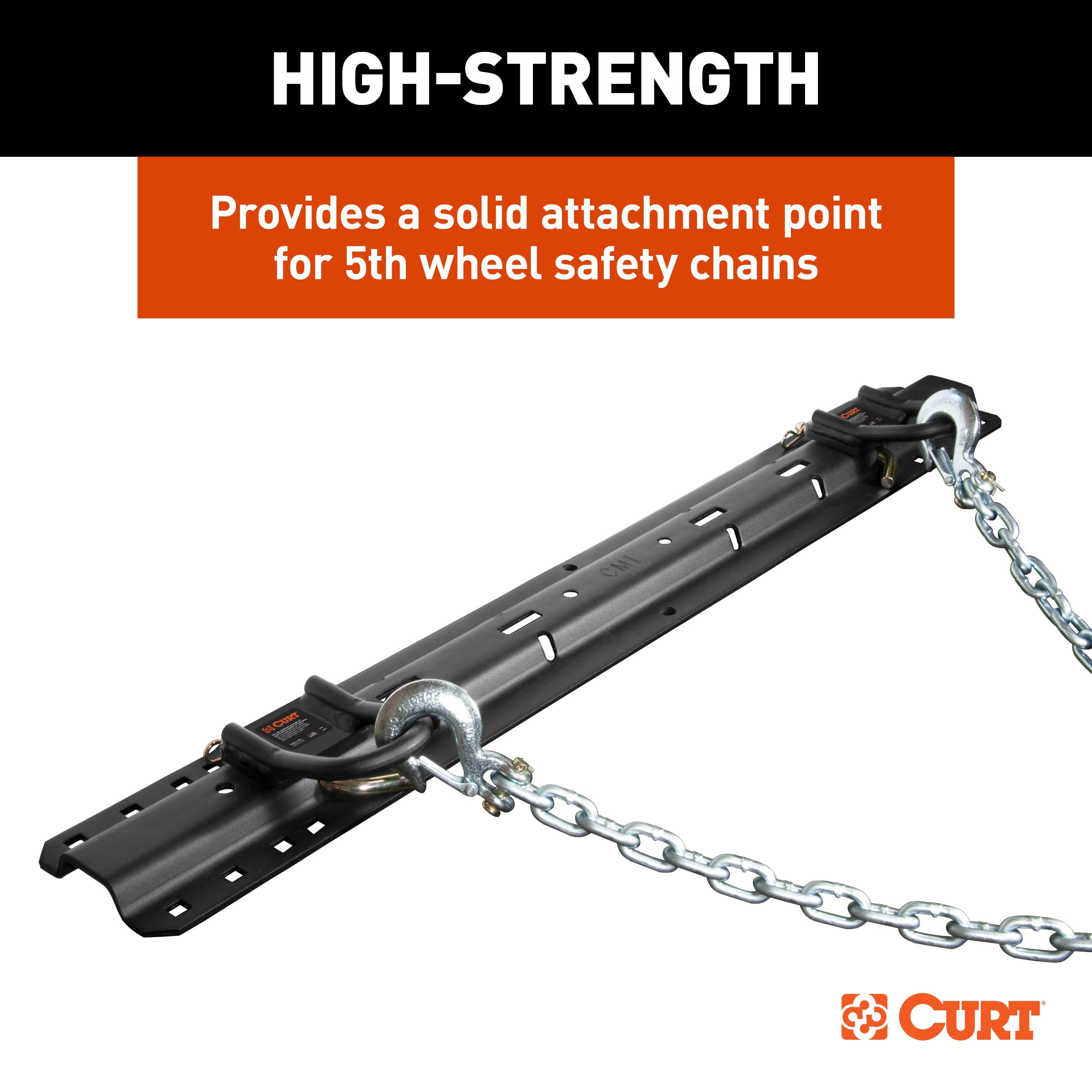 CURT 5th Wheel Trailer Hitch Safety Chain Anchors, Fits Industry-Standard Rails Model 16000