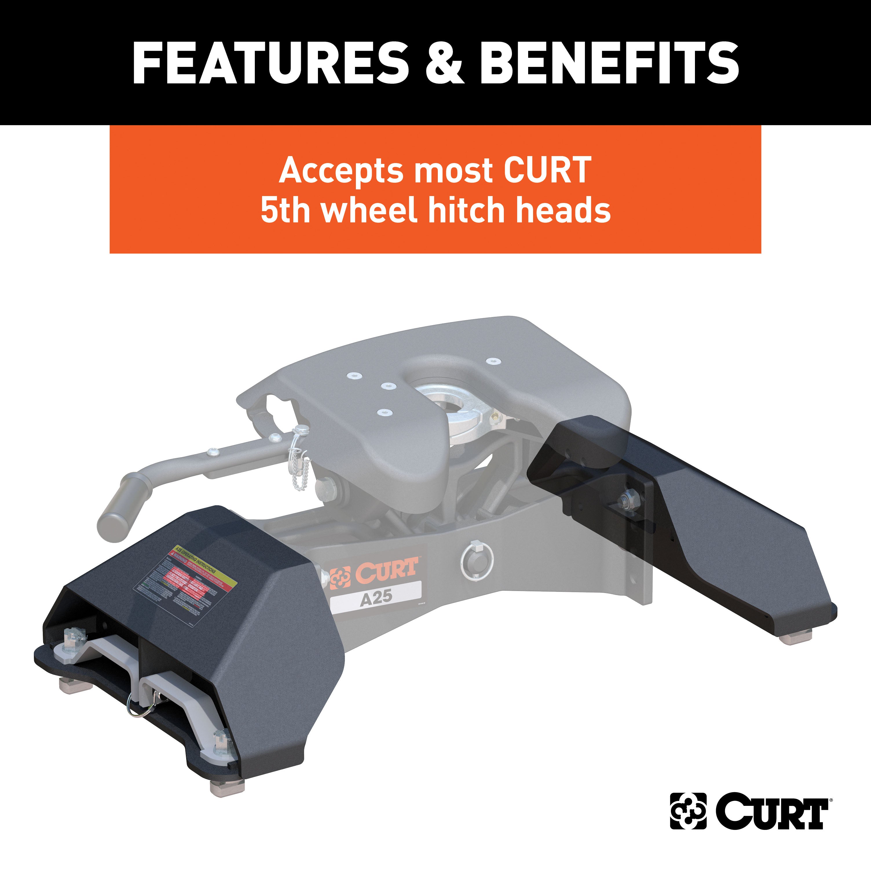 CURT Replacement Ford F-250, F-350, F-450 Puck System 5th Wheel Legs, 24,000 lbs, Hitch Head Required Model 16017