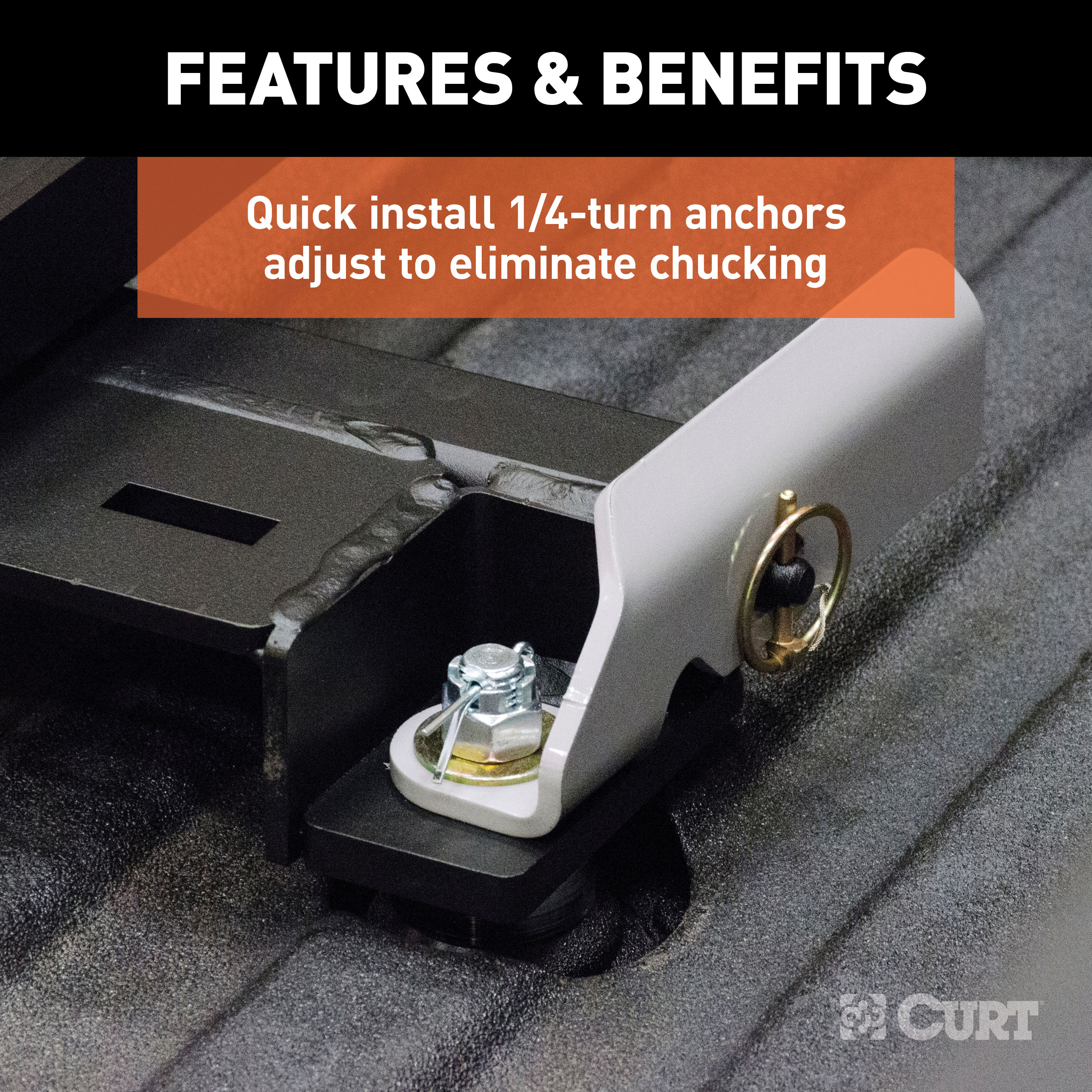 CURT Replacement Chevrolet Silverado, GMC Sierra 2500, 3500 HD Puck System 5th Wheel Roller Adapter, 20,000 lbs, Hitch Head and Roller Required Model 16023
