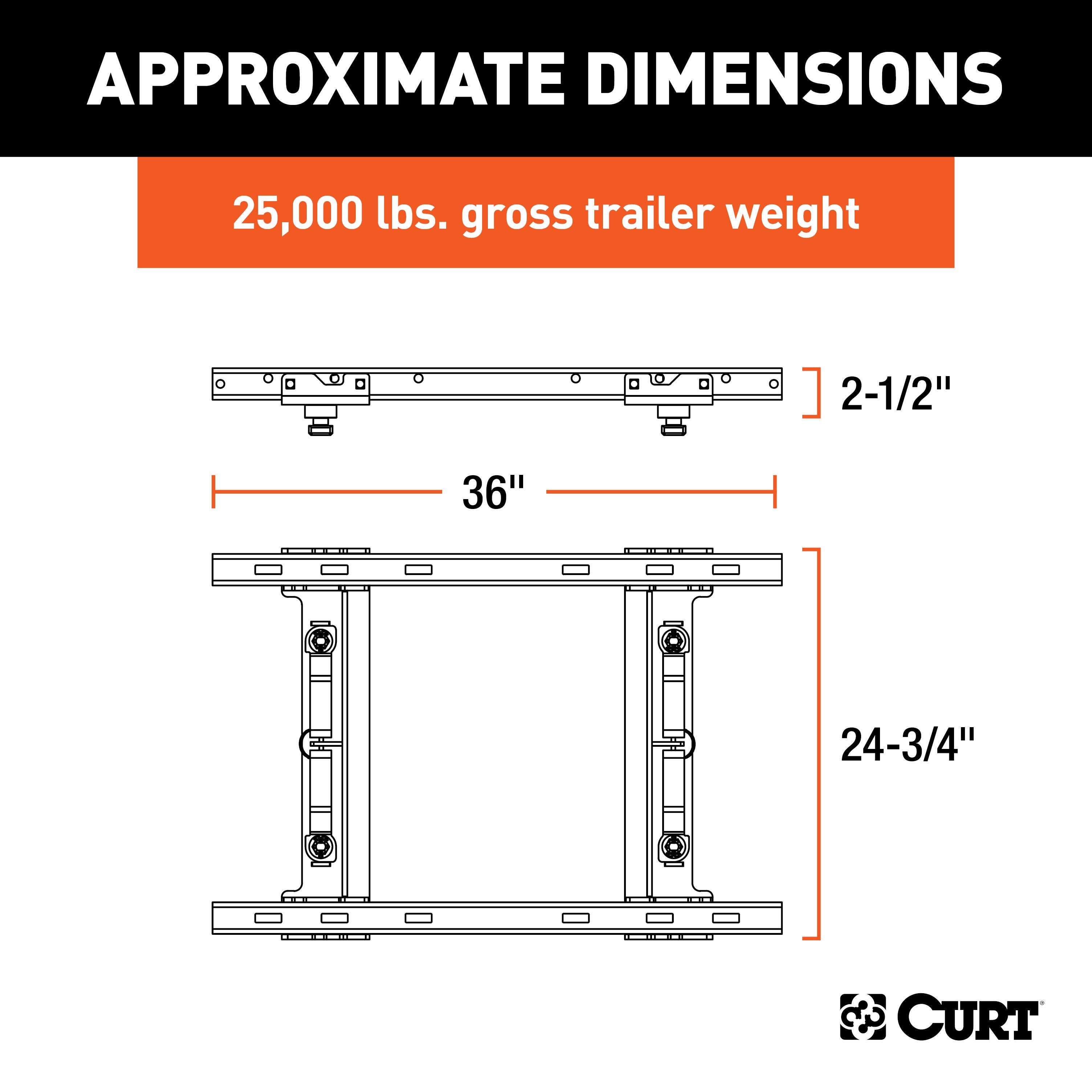 CURT Replacement Silverado, Sierra 2500, 3500, Ford F250, F350 Puck System 5th Wheel Adapter with Standard Rails, 25,000 lbs Model 16027