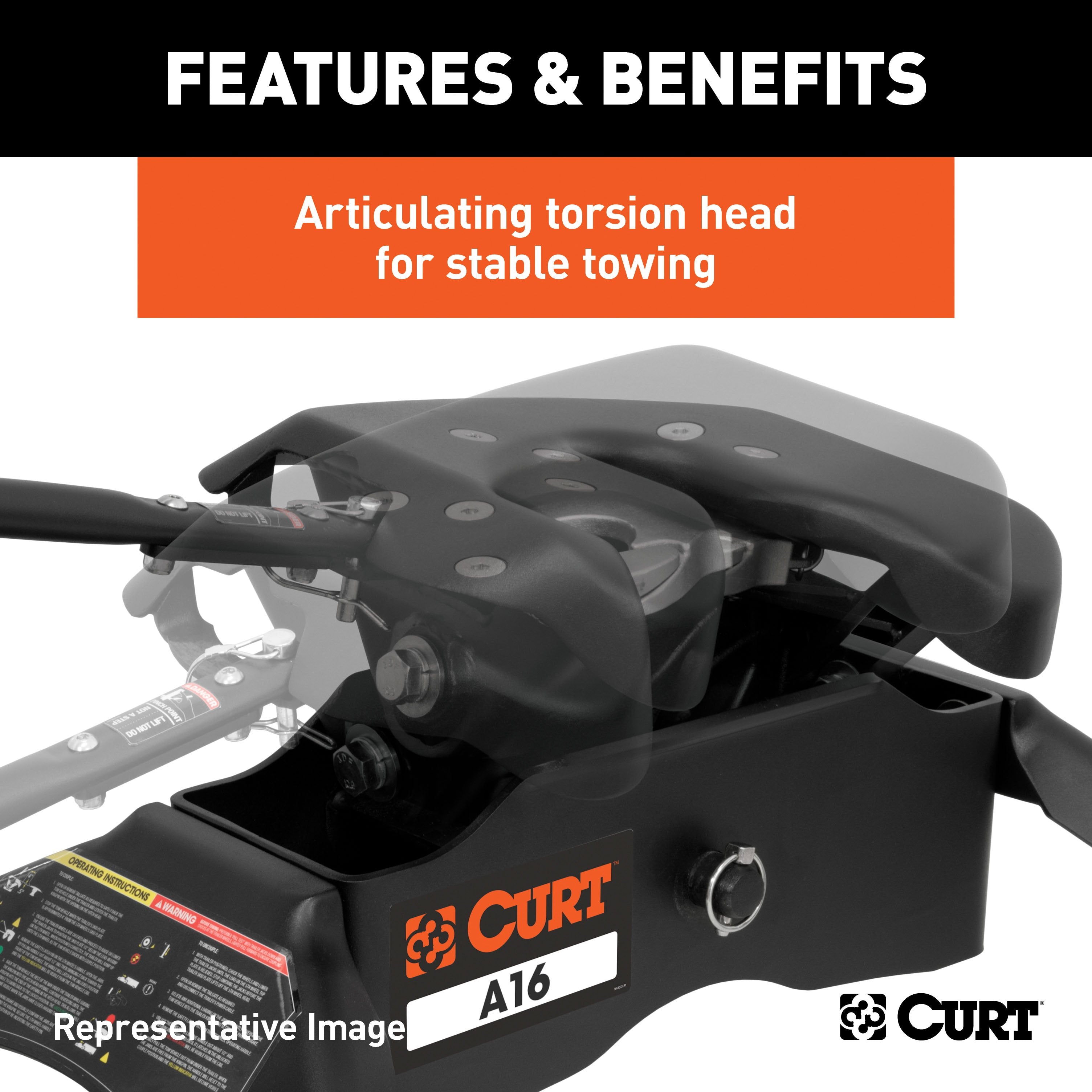 CURT A16 5th Wheel Hitch, 16,000 lbs, Select Ford F-250, F-350, F-450, 8-Foot Bed Puck System Model 16033