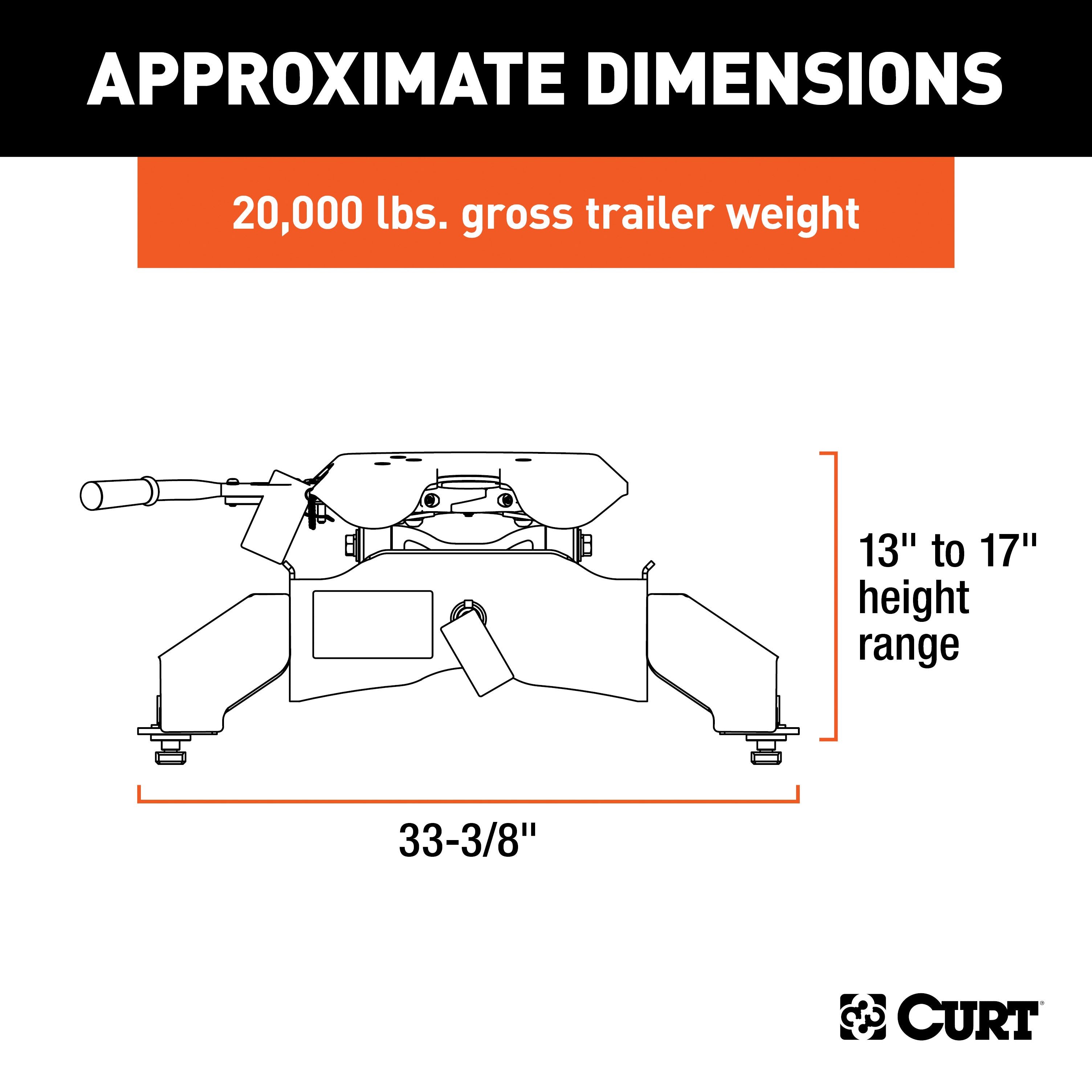 CURT A20 5th Wheel Hitch, 20,000 lbs, Select Ford F-250, F-350, F-450, 8-Foot Bed Puck System Model 16034