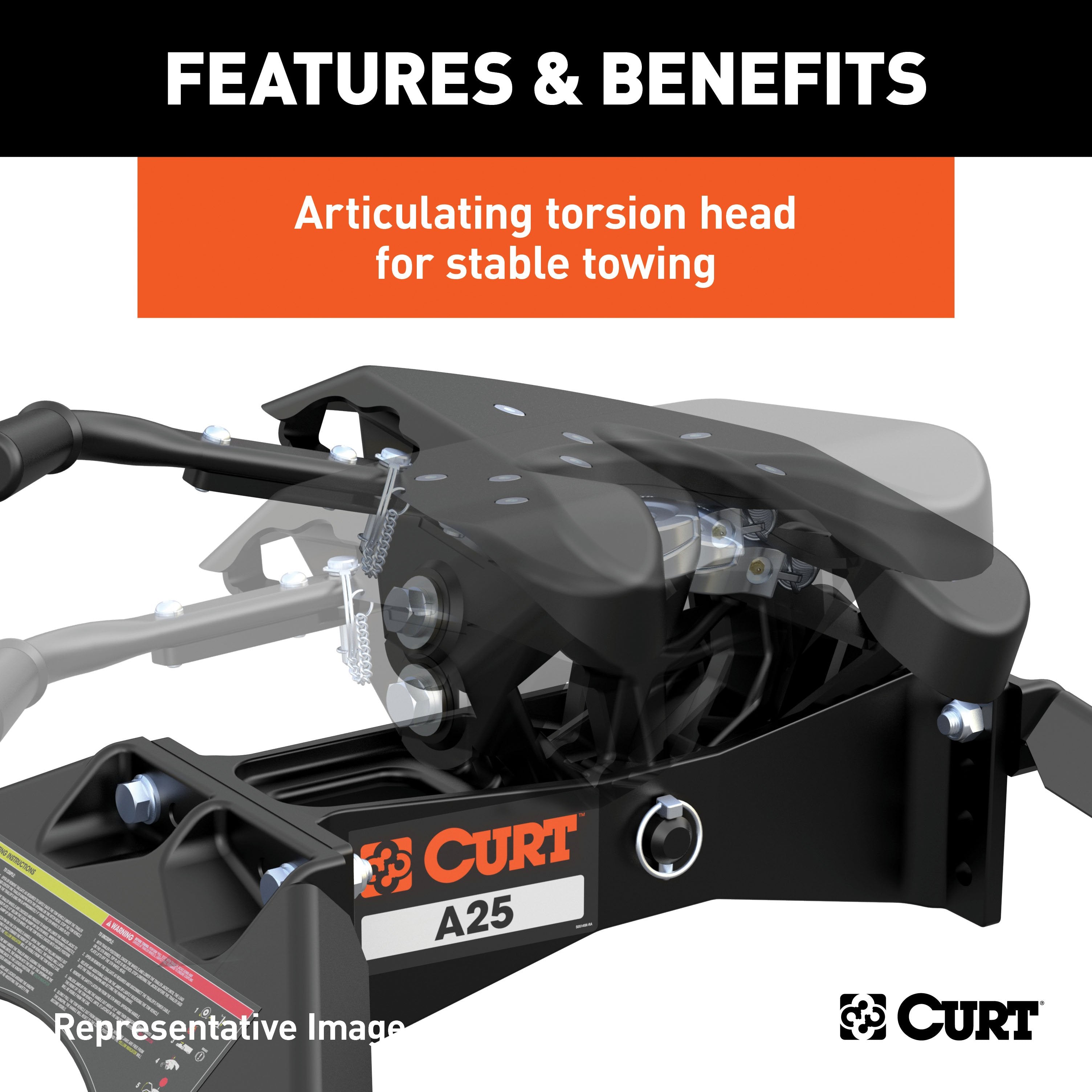 CURT A25 5th Wheel Hitch, 24,000 lbs, Select Ford F-250, F-350, F-450, 8-Foot Bed Puck System Model 16036