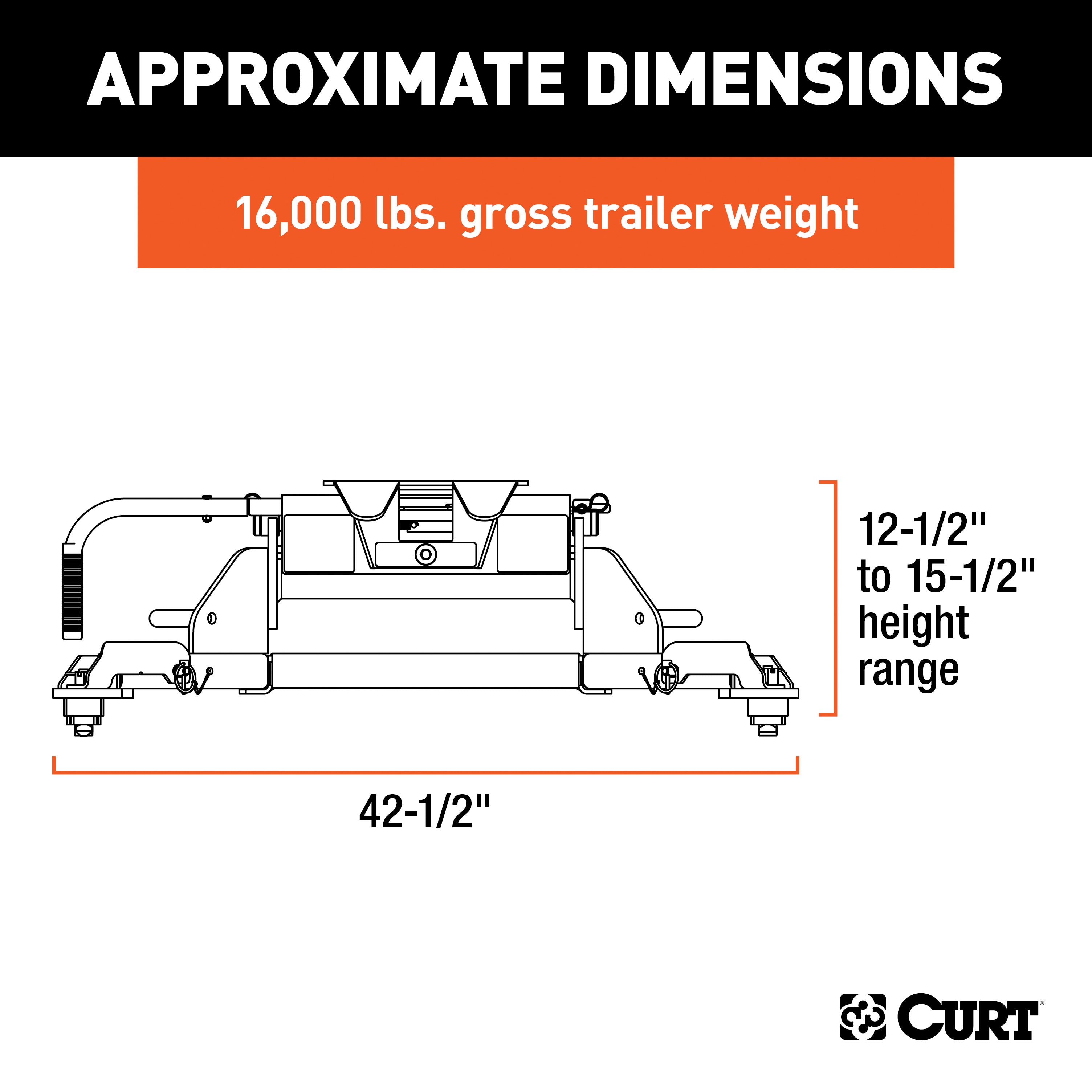 CURT E16 5th Wheel Hitch, 16,000 lbs, Select Ram 2500, 3500, 8-Foot Bed Puck System Model 16041