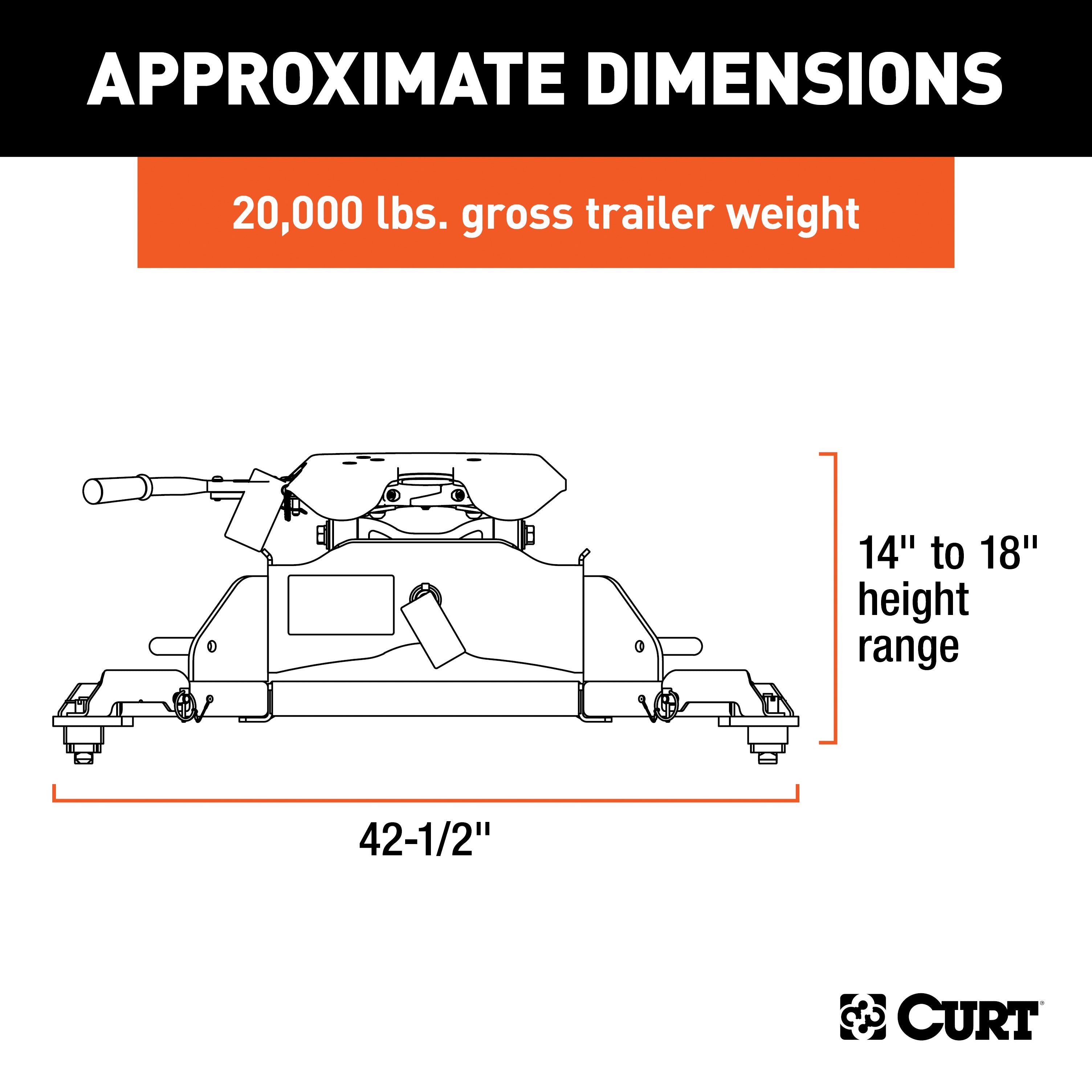 CURT A20 5th Wheel Hitch, 20,000 lbs, Select Ram 2500, 3500, 8-Foot Bed Puck System Model 16044