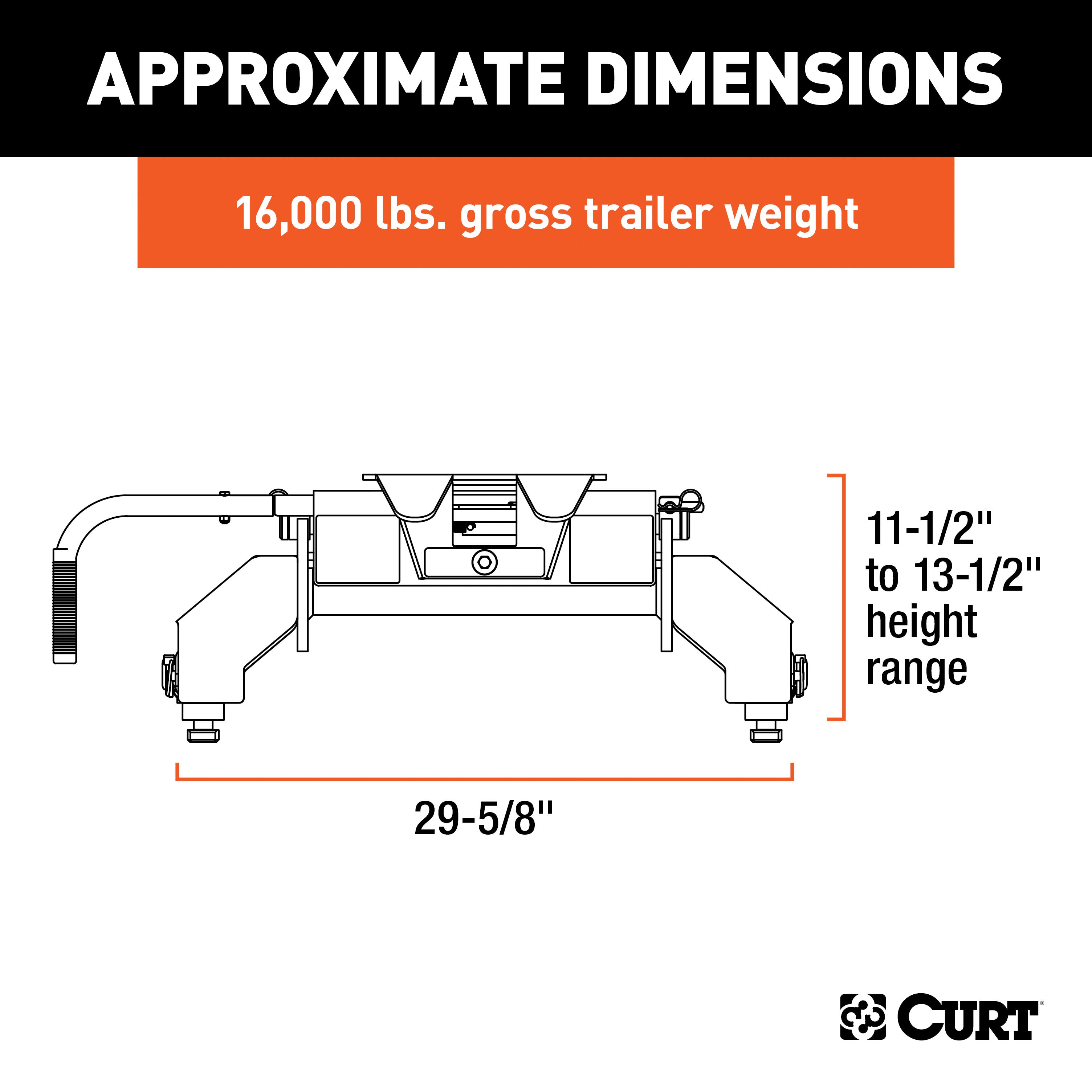 CURT E16 5th Wheel Hitch, 16,000 lbs, Select Chevrolet Silverado, GMC Sierra 2500, 3500 HD, 8-Foot Bed Puck System Model 16061